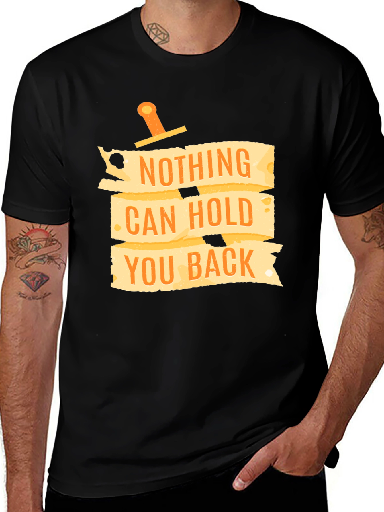 Variant 18 of Motivational Black T-Shirt: Nothing Can Hold You Back