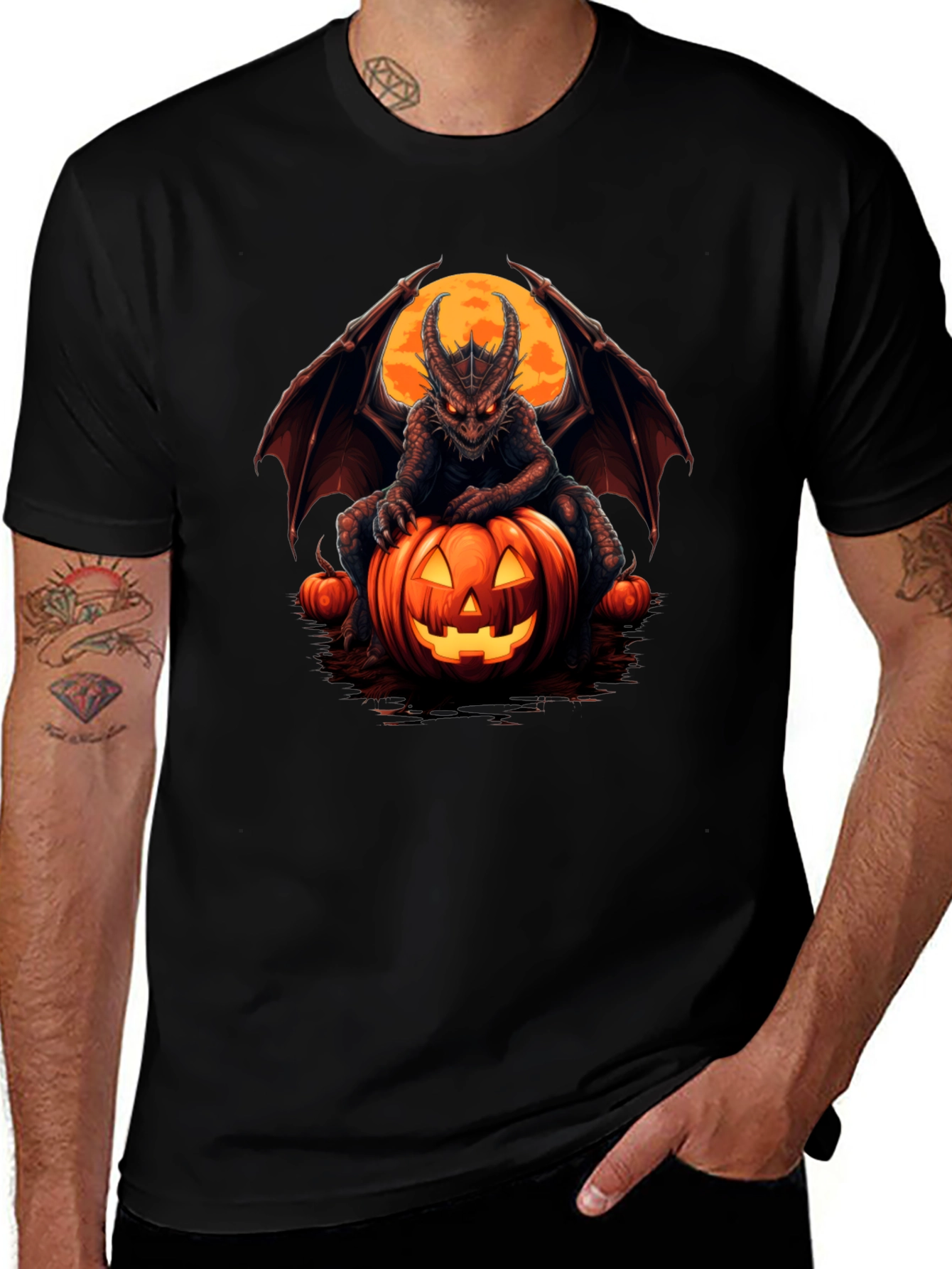 Gargoyle Pumpkin Halloween Graphic Tee