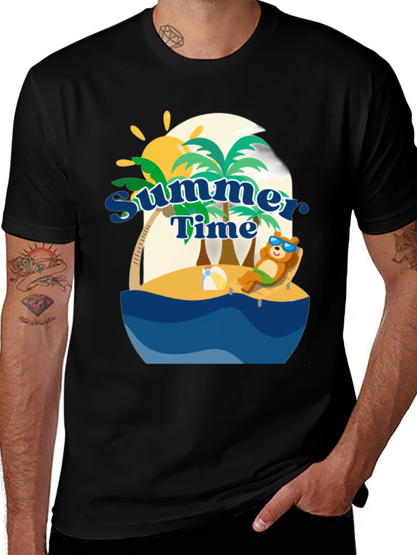 Variant 3 of Summer Time Beach Bear Graphic T-Shirt