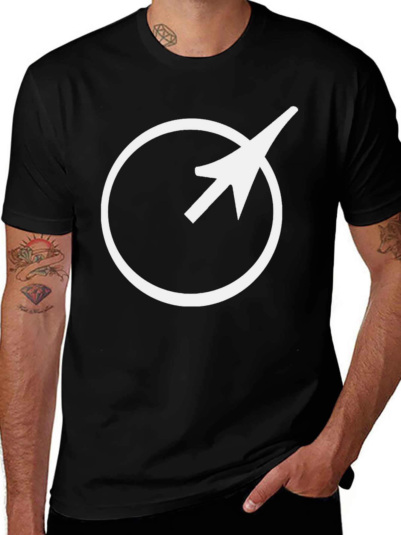 Variant 13 of Circle Arrow Graphic Tee - Modern Black T-Shirt