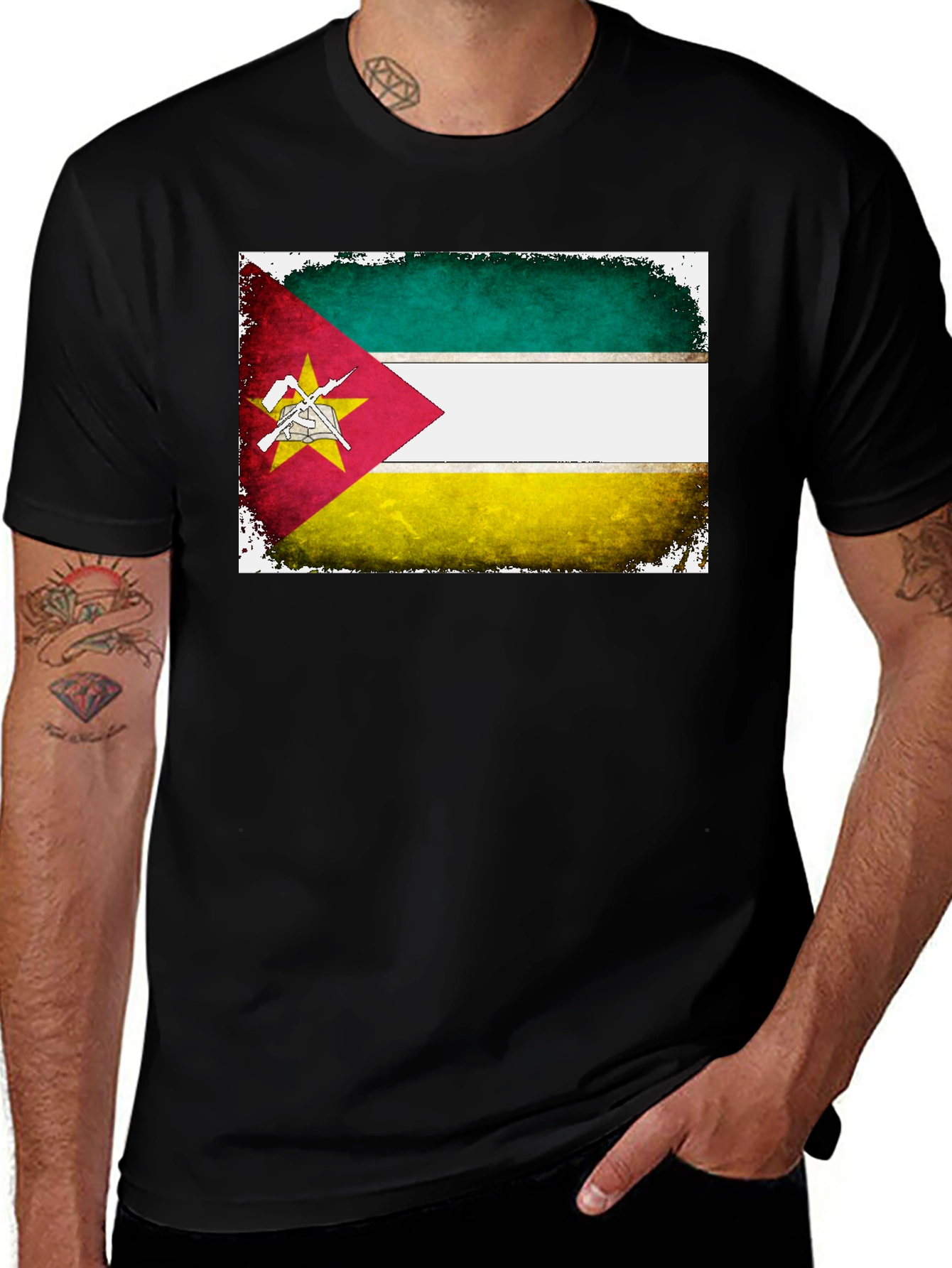 Mozambique Flag T-Shirt - Patriotic Grunge Tee