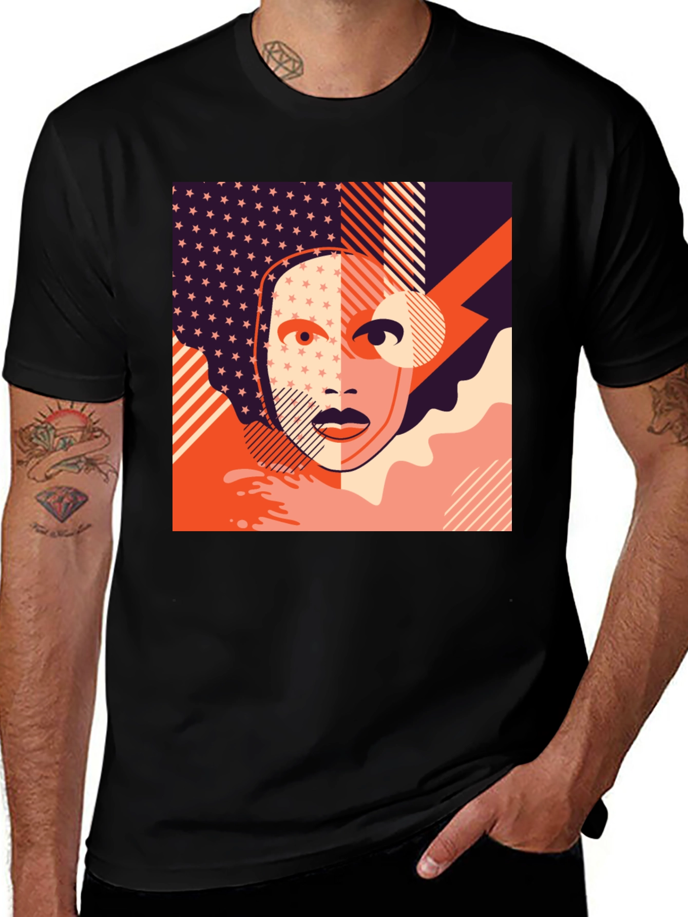 Variant 24 of Abstract Face Graphic Tee - Modern Art T-Shirt