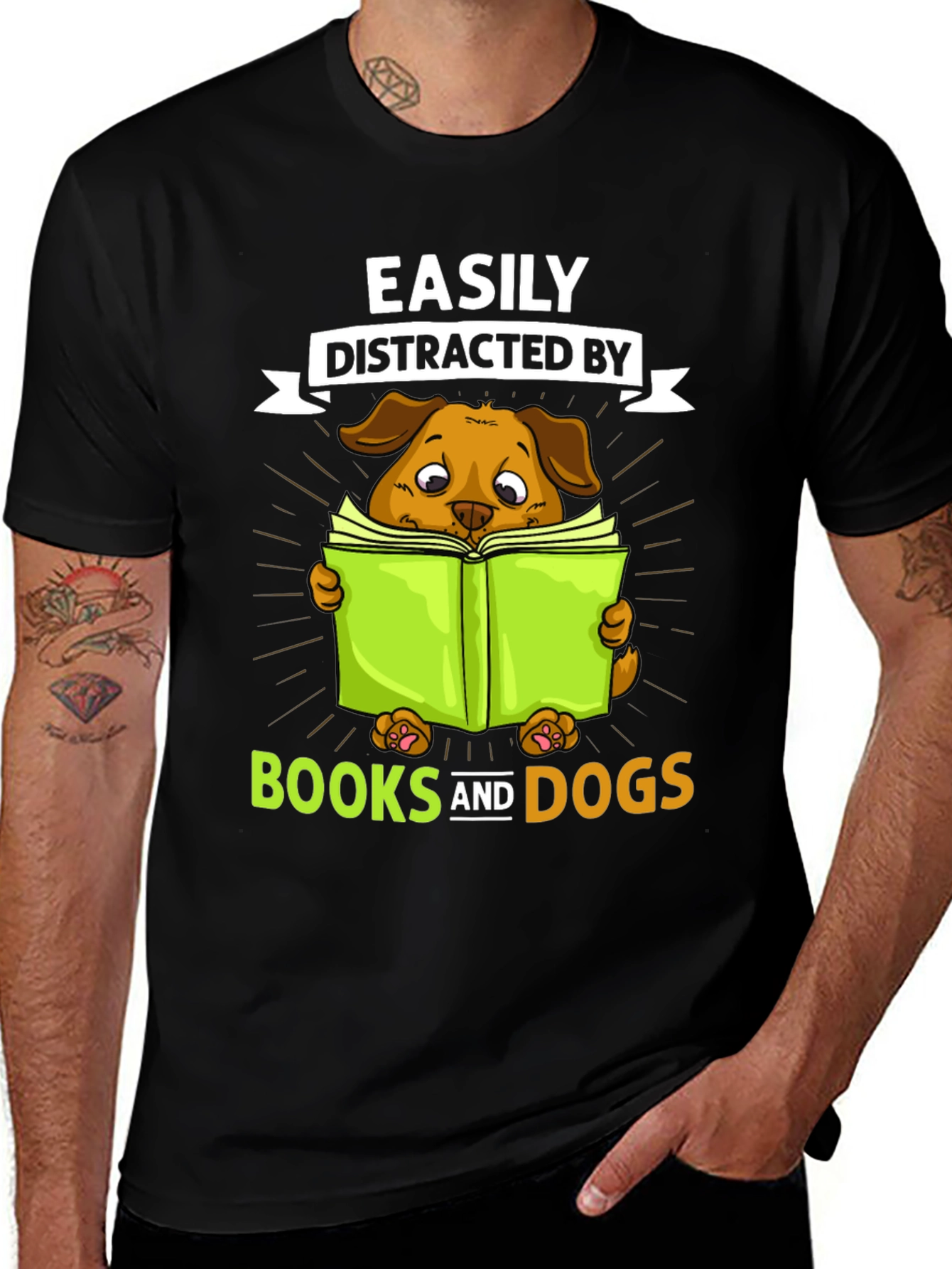 Variant 11 of Easily Distracted by Books and Dogs T-Shirt