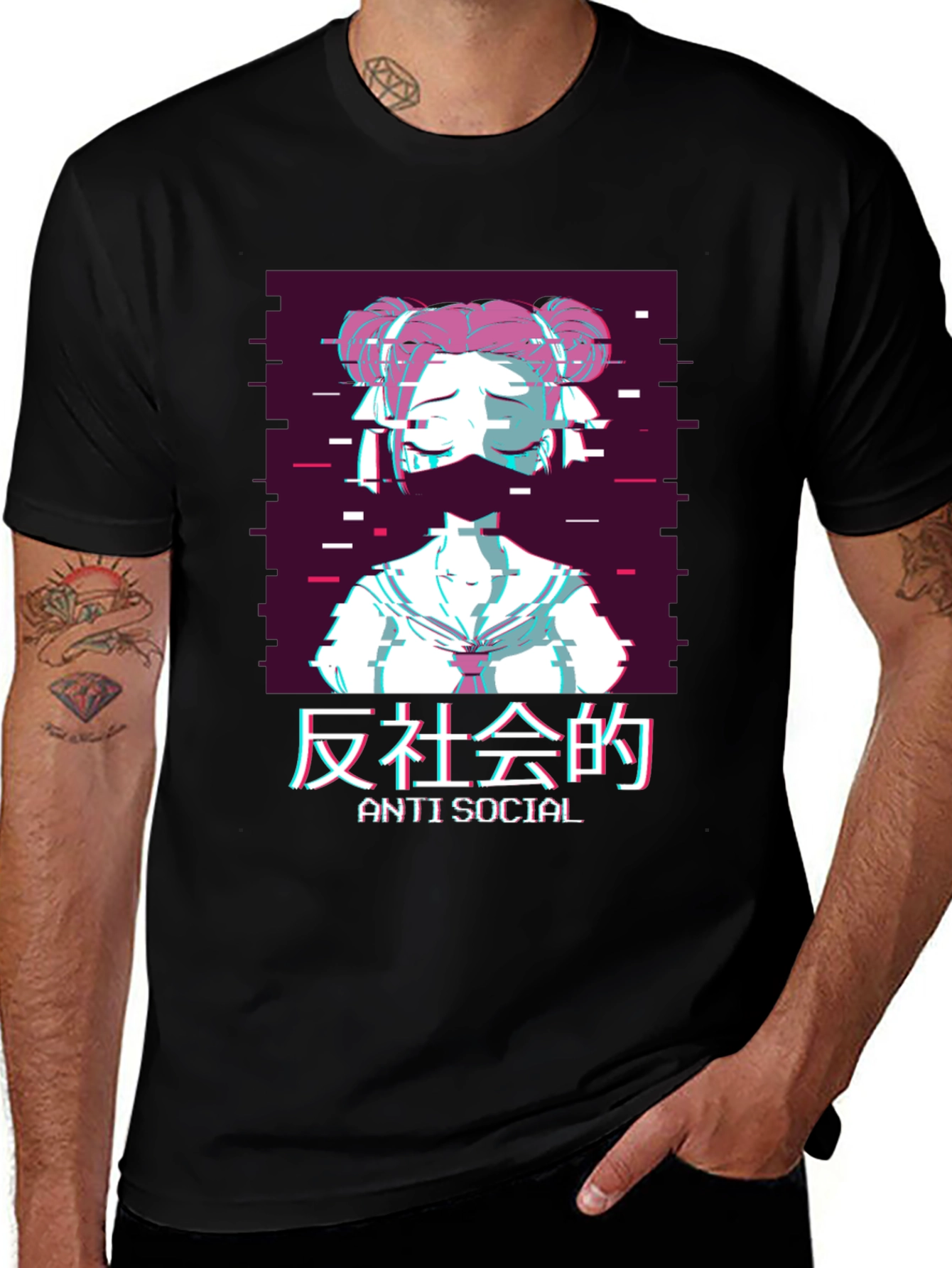 Variant 9 of Anti-Social Anime Glitchcore T-Shirt
