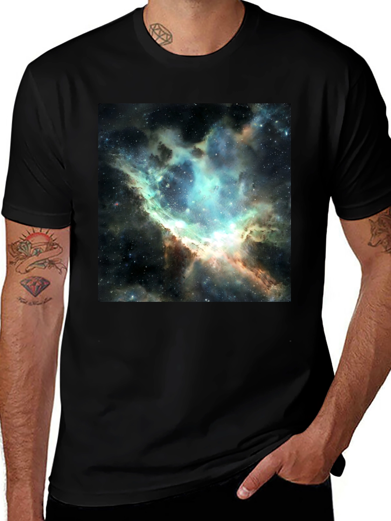 Nebula Print Black T-Shirt - Galaxy Design