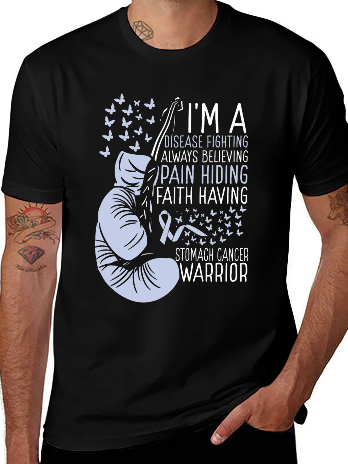 Stomach Cancer Warrior T-Shirt - Faith Hope Love