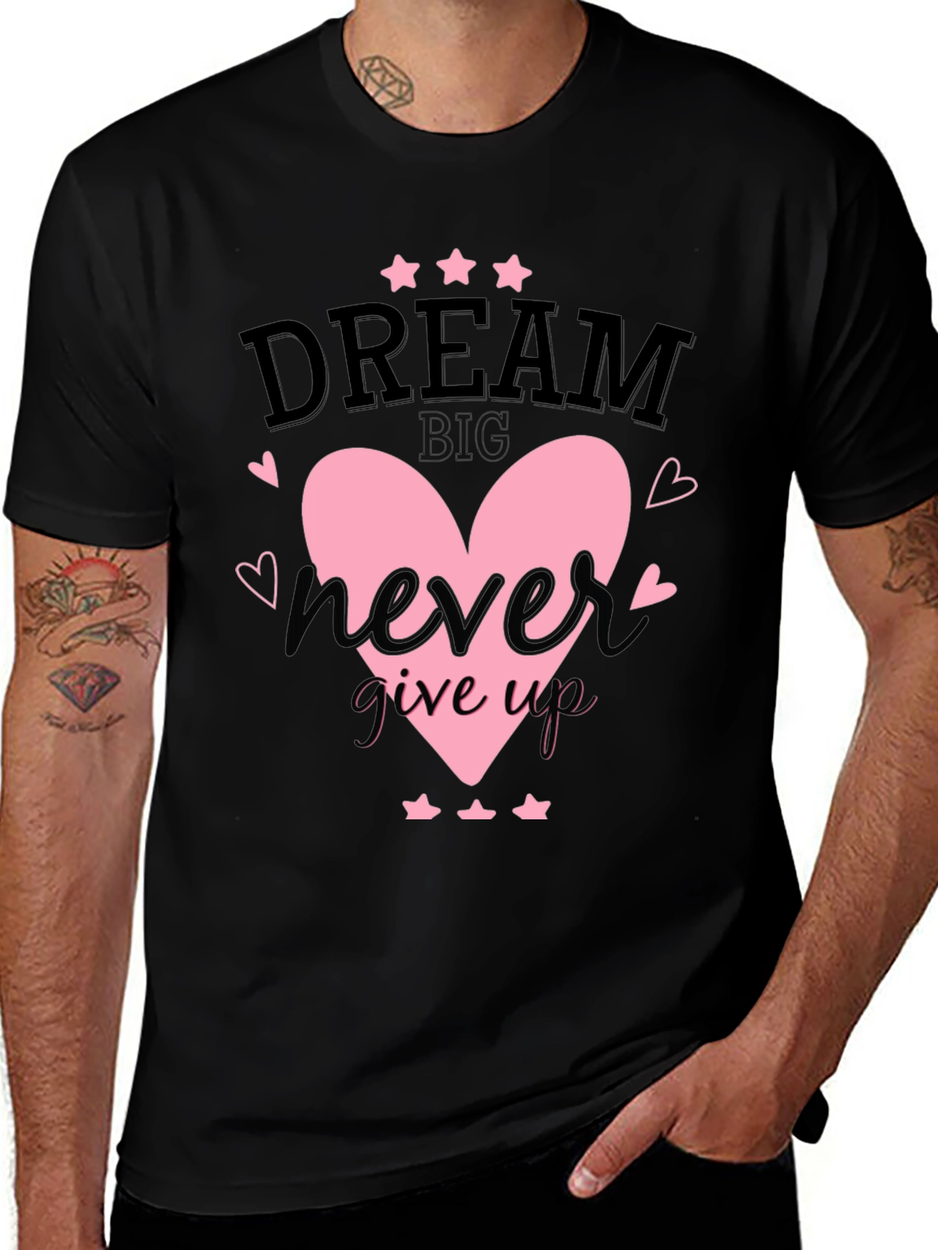 Variant 20 of Dream Big T-Shirt Never Give Up Heart Star Design