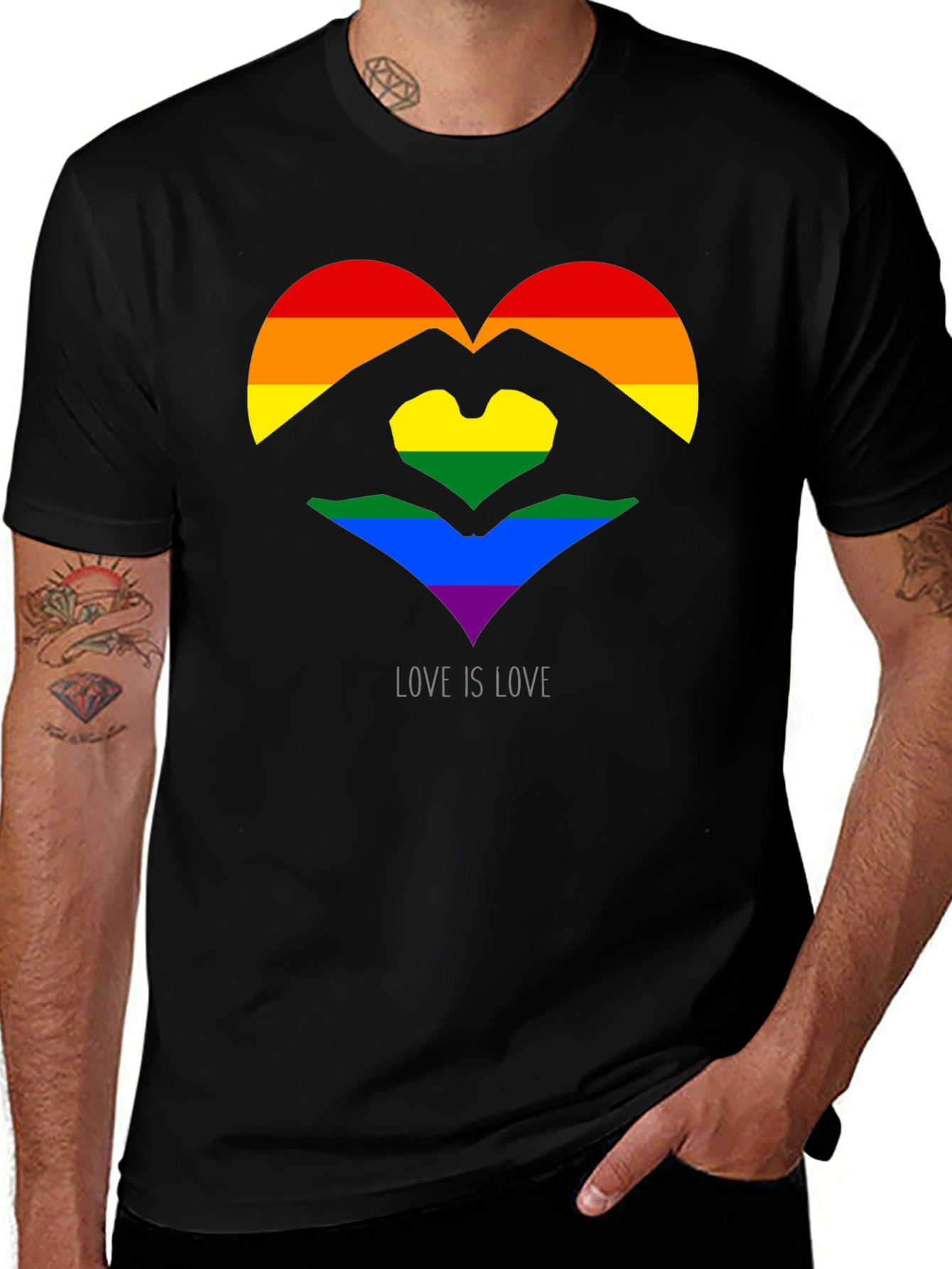 Love Is Love Pride T-Shirt - LGBTQ+ Rainbow Heart Tee