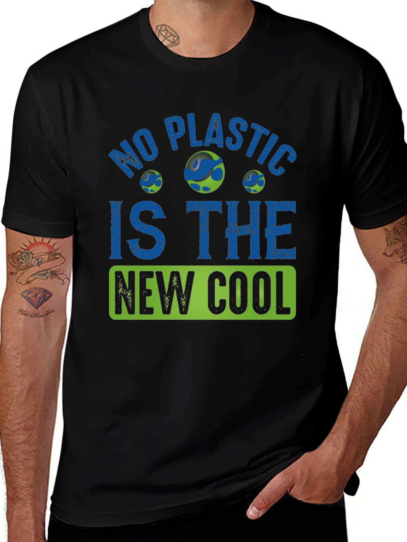 Variant 14 of Eco-Friendly "No Plastic" Graphic T-Shirt