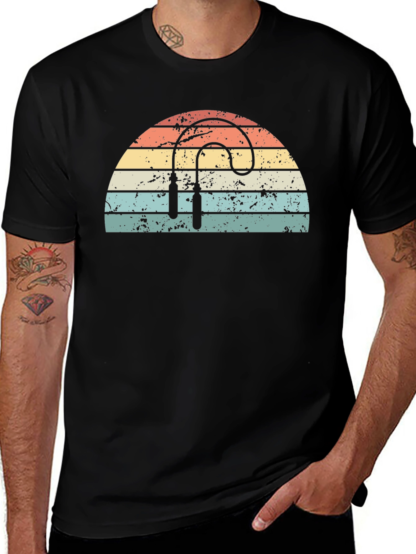 Variant 22 of Retro Jump Rope T-Shirt - Vintage Sunset Design