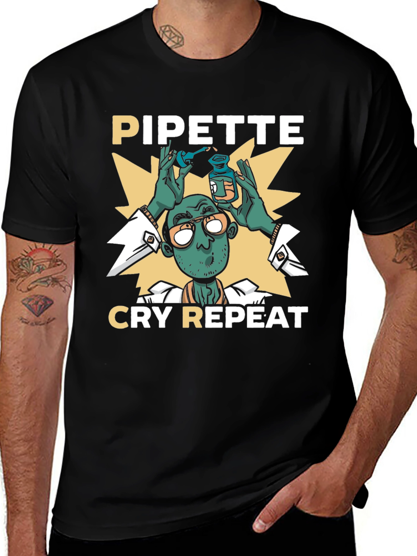 Variant 3 of Pipette Cry Repeat T-Shirt - Science Humor