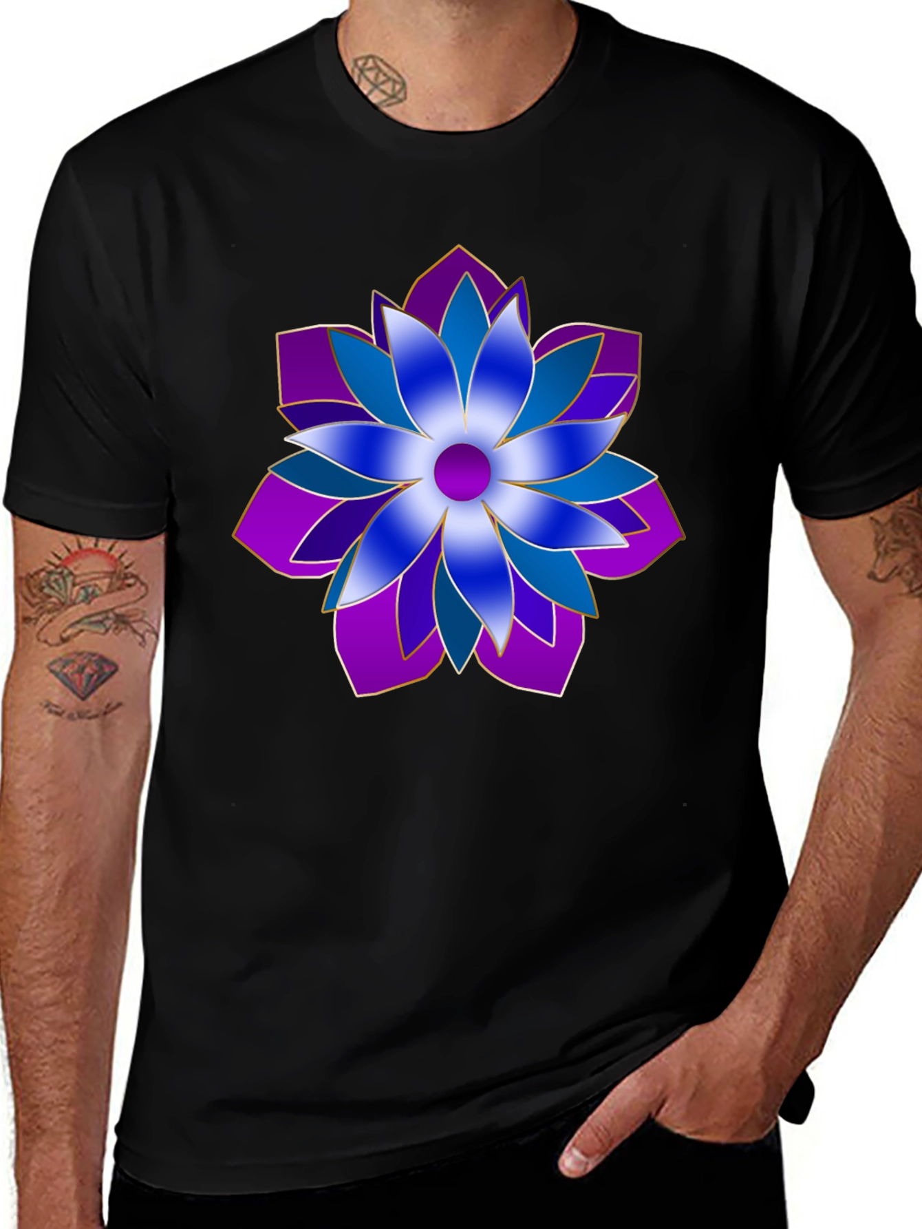 Variant 24 of Floral Pattern Black T-Shirt