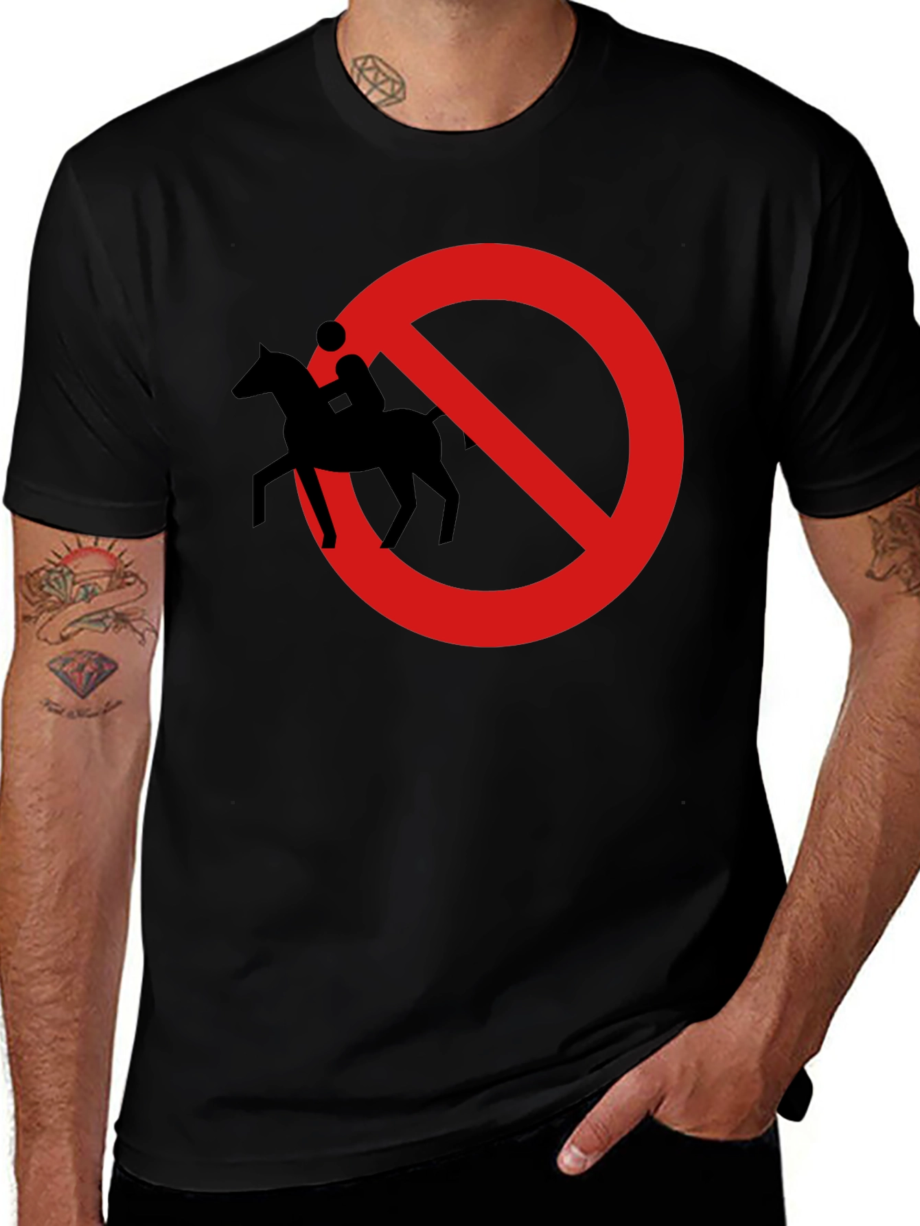 Variant 7 of Novelty No Horse Riding Black T-Shirt