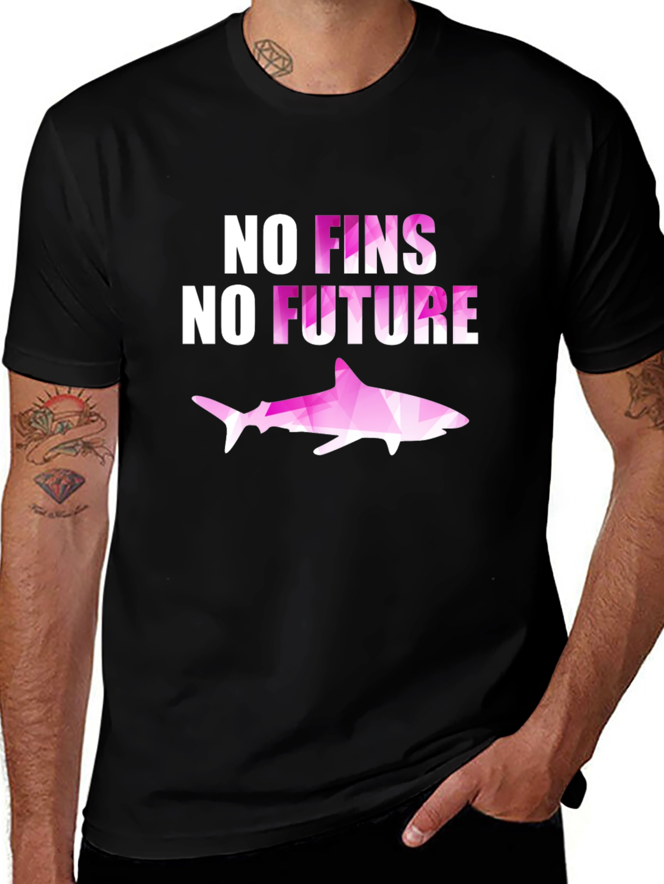 Variant 19 of No Fins No Future Shark Graphic T-Shirt