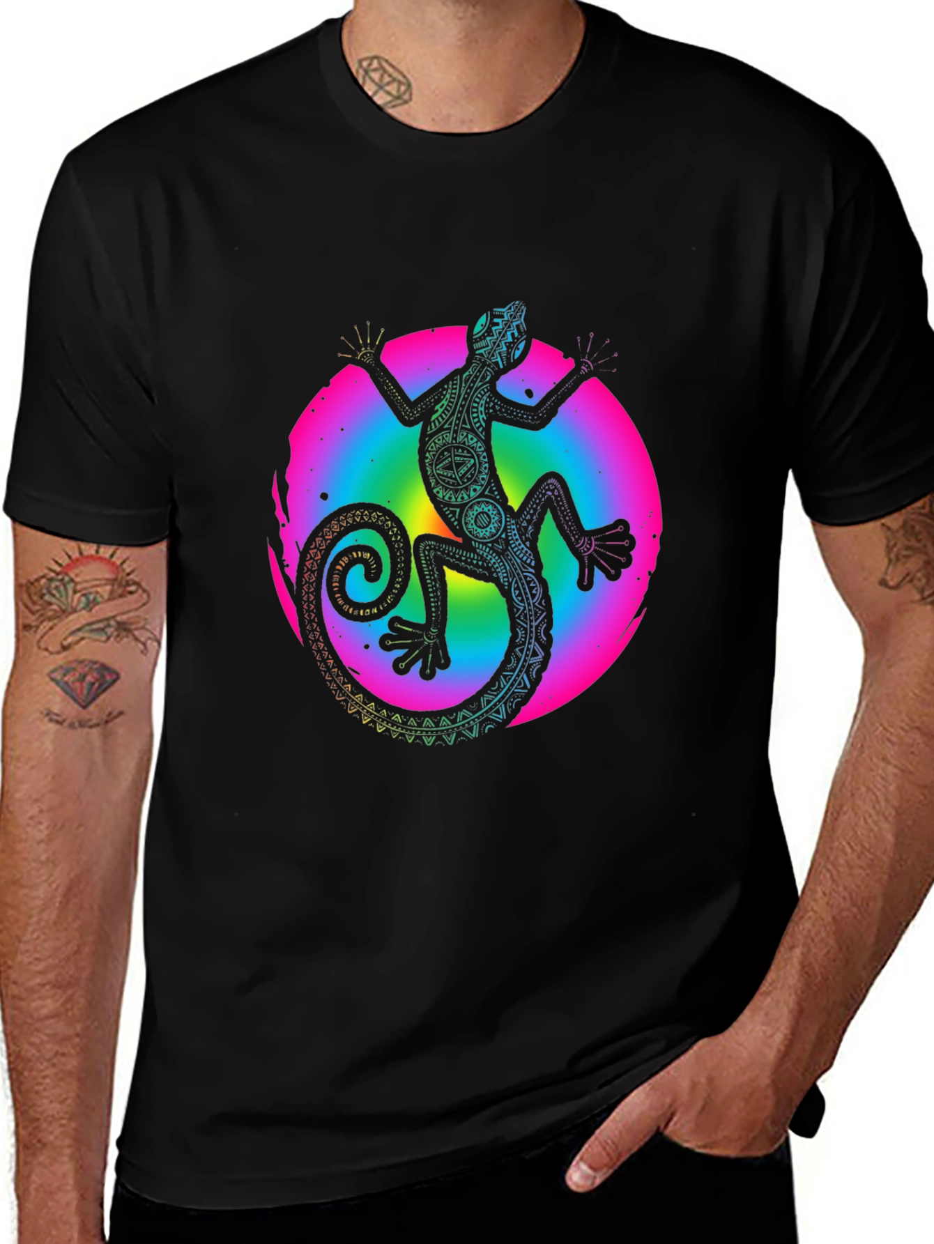Variant 30 of Lizard Graphic Tee - Men's Black T-Shirt