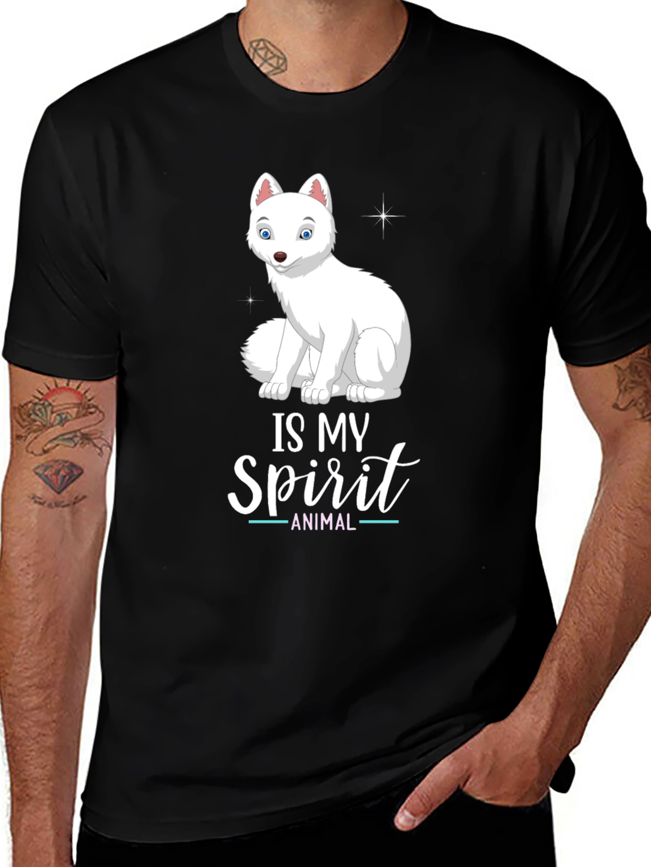 Variant 18 of Arctic Fox Spirit Animal Black T-Shirt