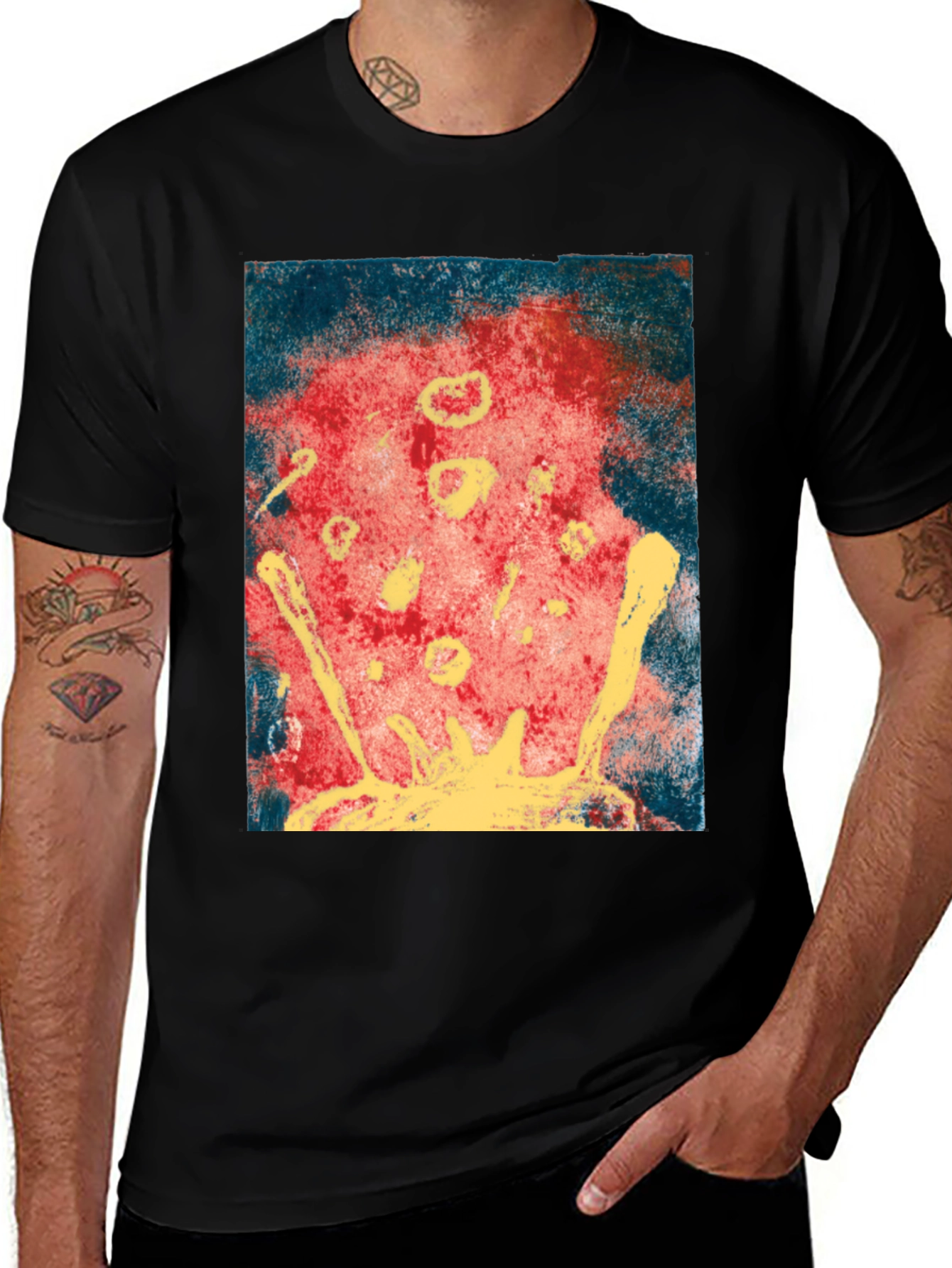 Variant 9 of Abstract Art Print Black Crew Neck Tee