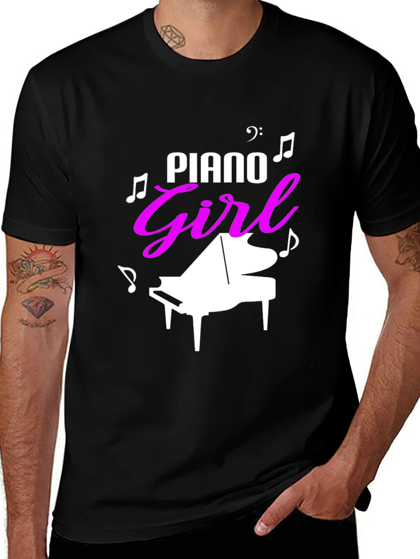Variant 28 of Piano Girl Graphic Tee - Music Lover Shirt