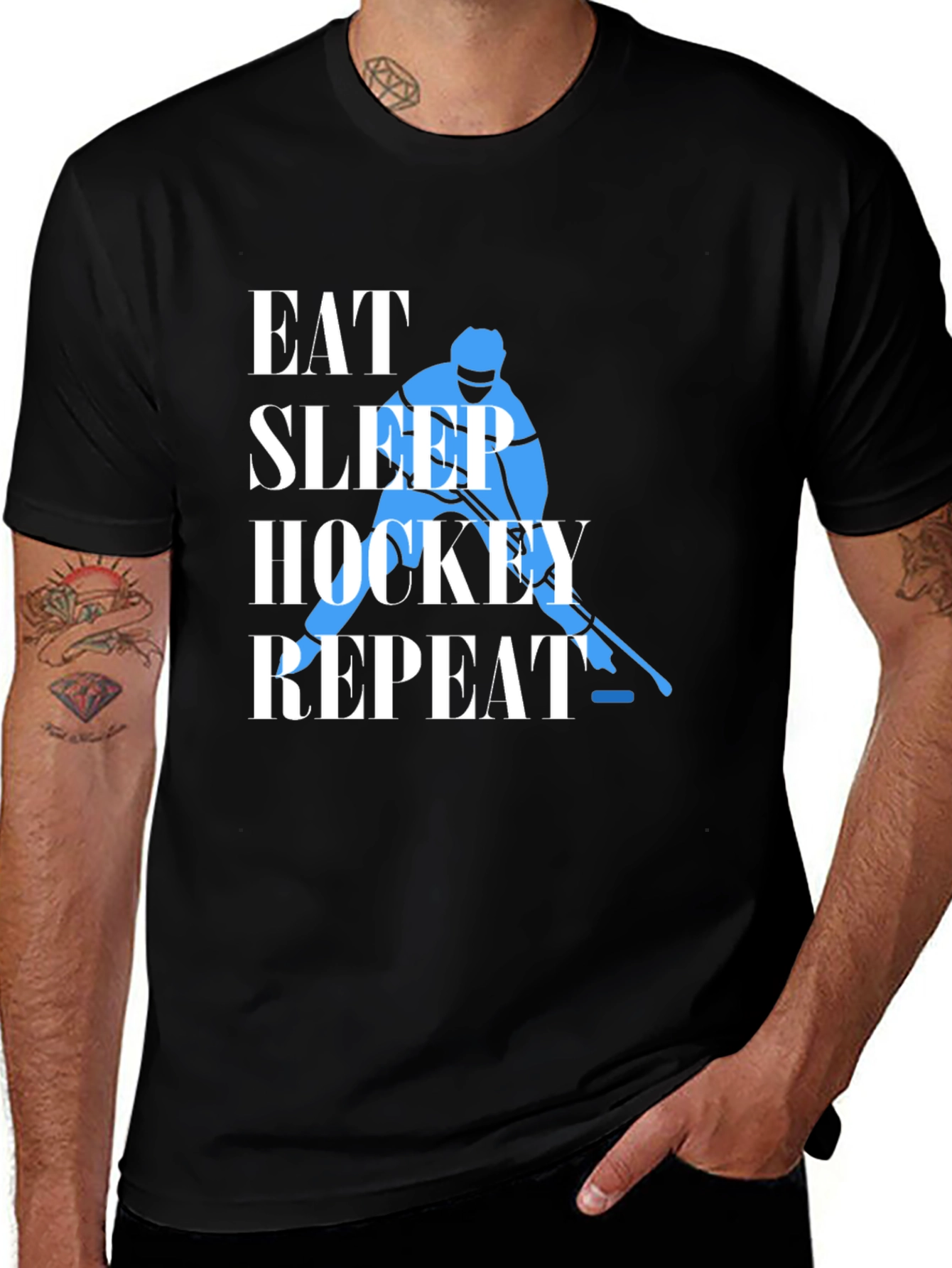 Eat Sleep Hockey Repeat Graphic Tee
