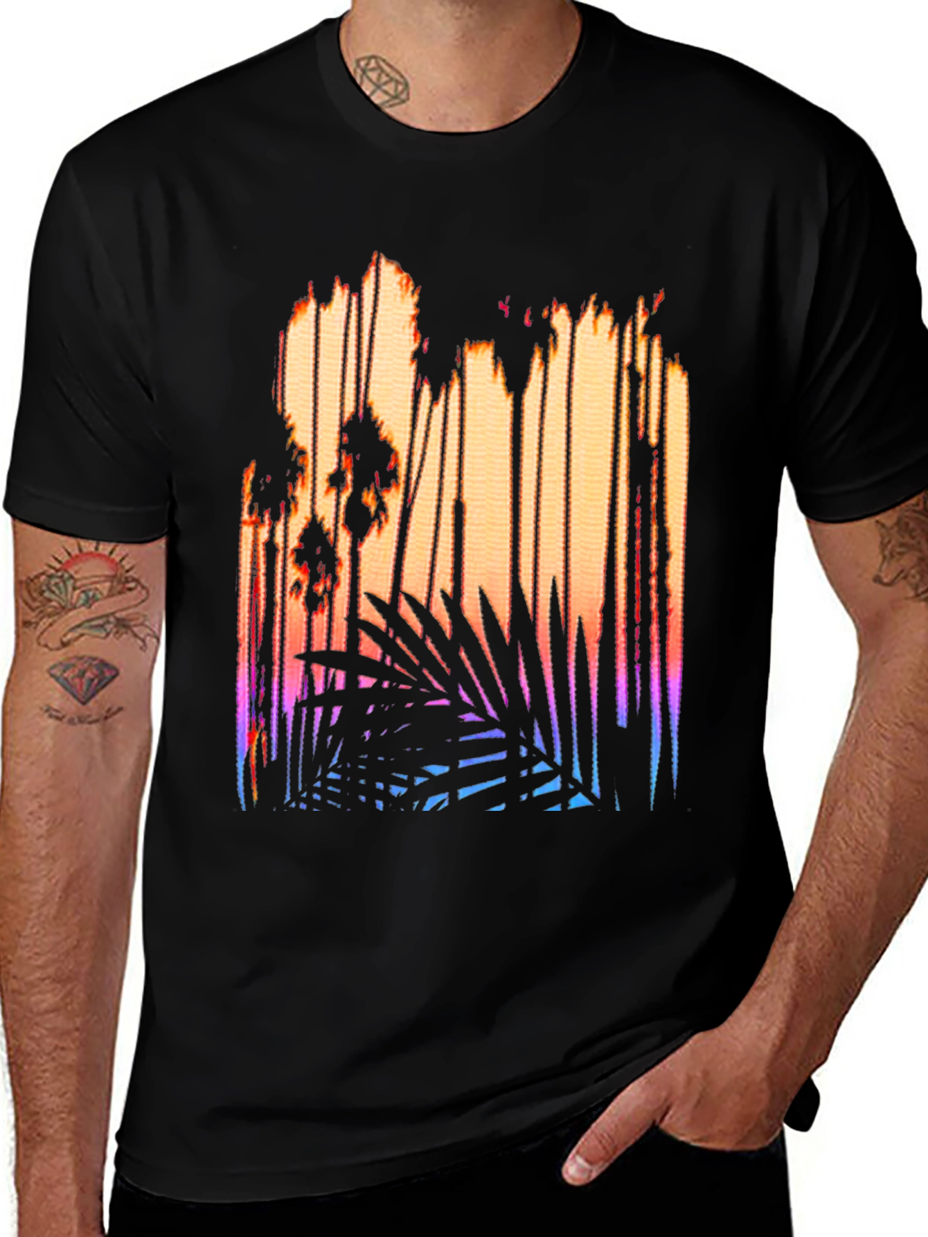 Variant 14 of Sunset Palm Tree Graphic Tee