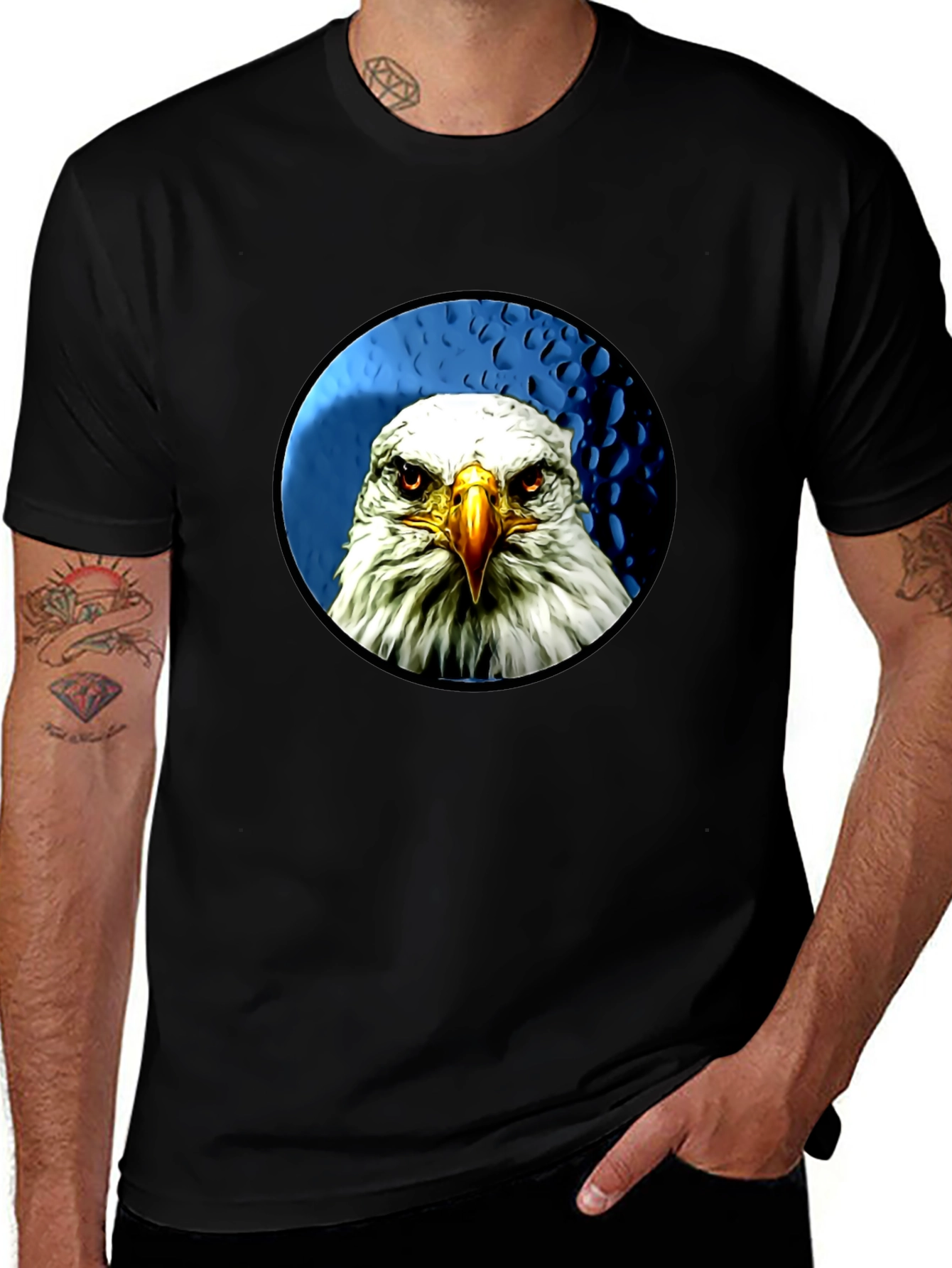 Variant 16 of Eagle Graphic Print Black T-Shirt for Men