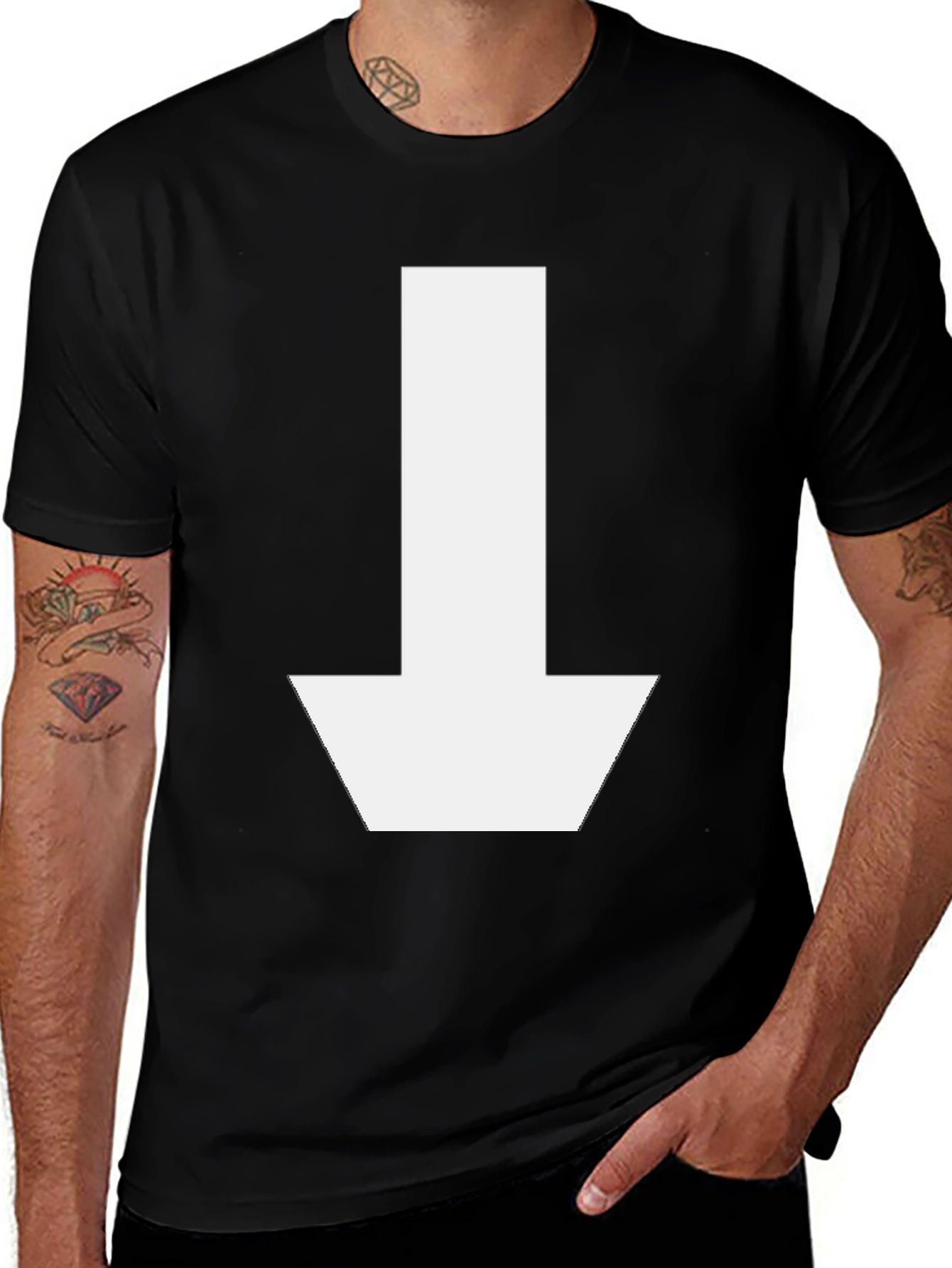 Variant 7 of Down Arrow Graphic T-Shirt - Casual Black Tee