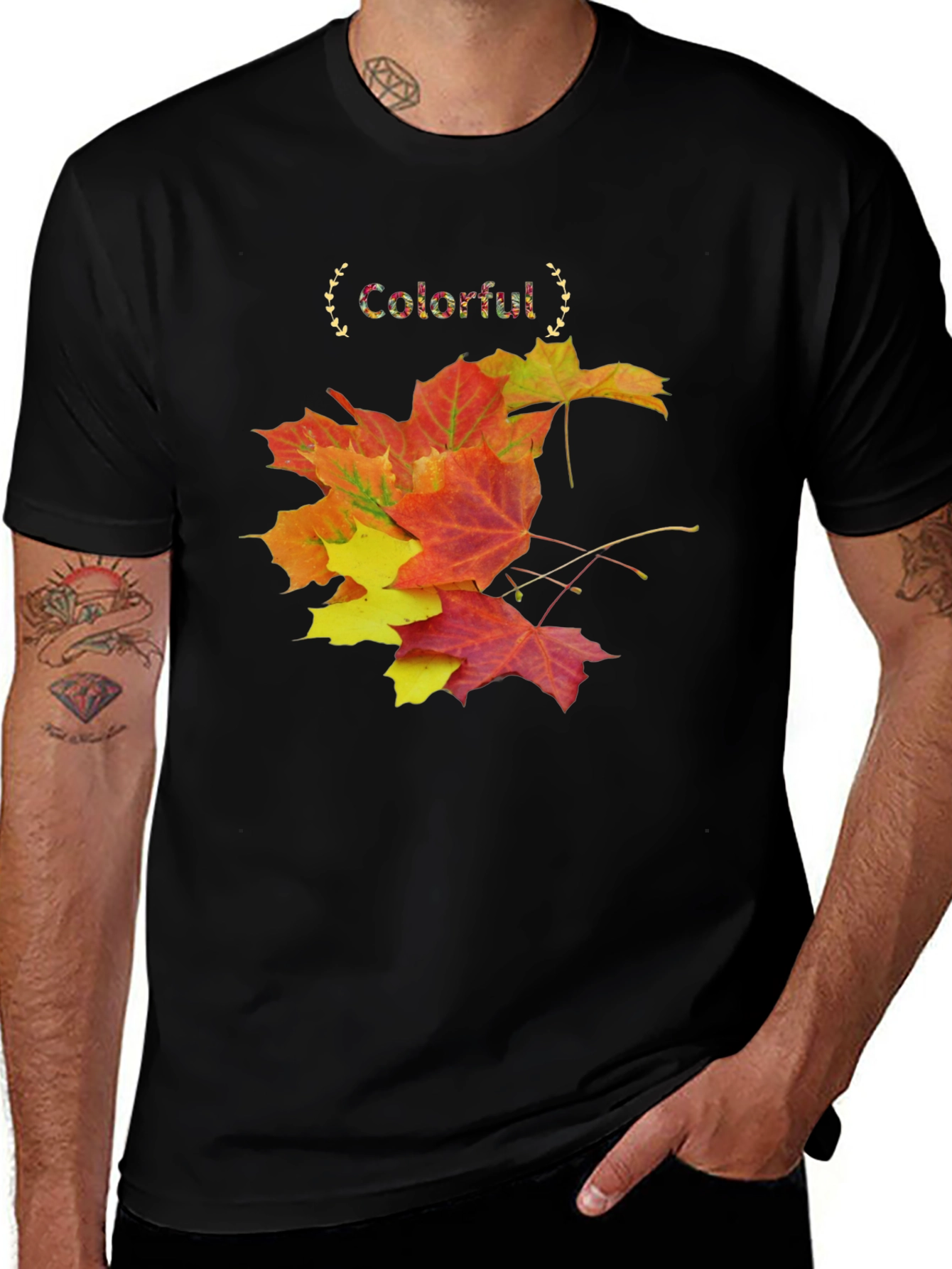 Variant 2 of Colorful Leaves Graphic Tee - Autumn Style