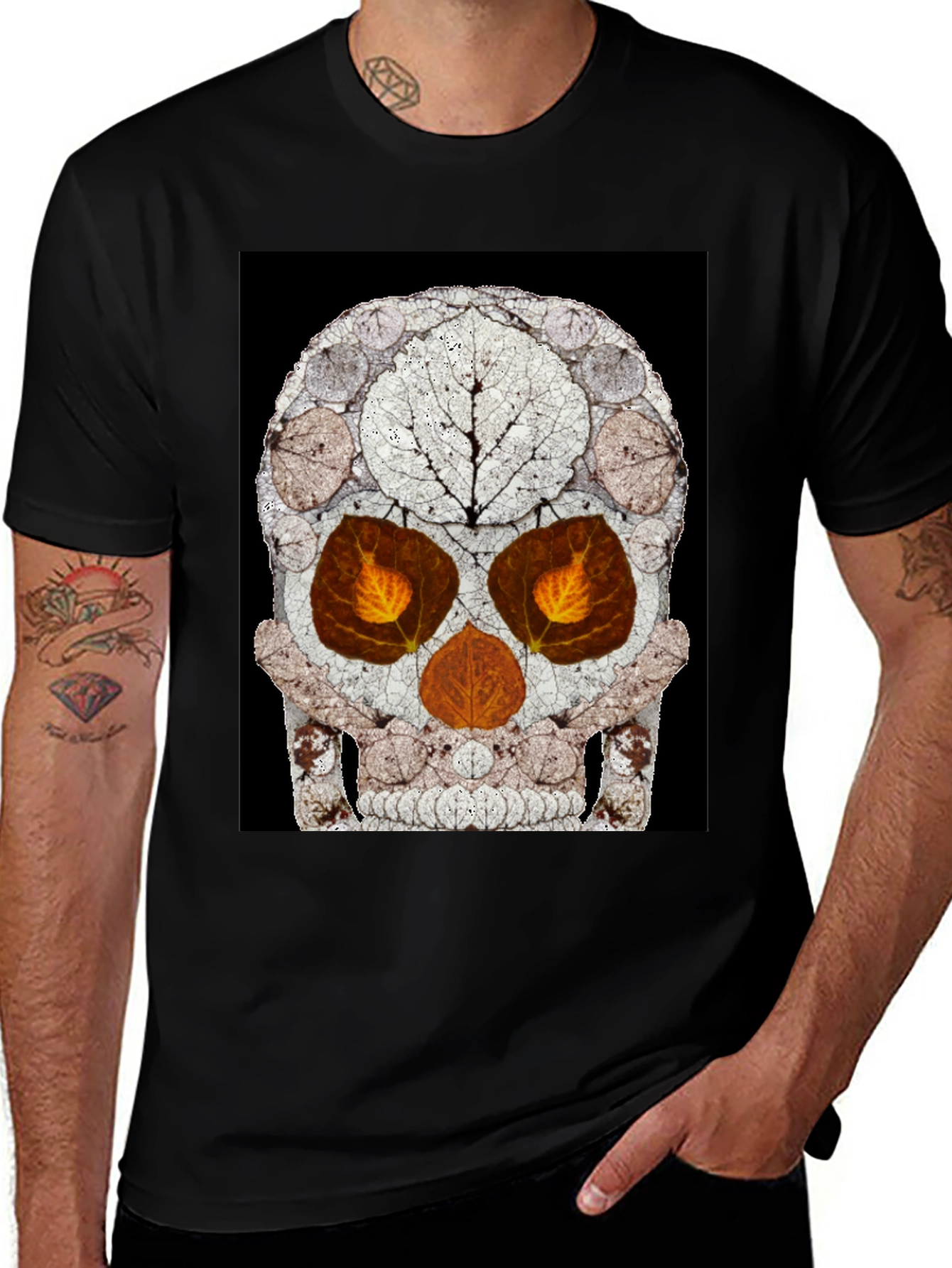 Variant 19 of Leaf Skull Graphic Tee - Unique Art T-Shirt