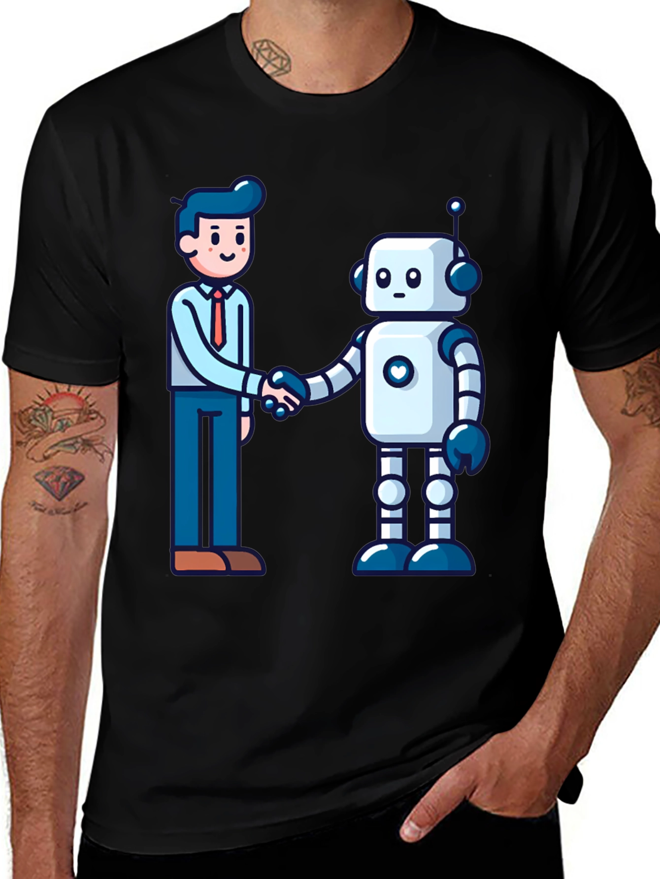 Man & Robot Handshake Graphic Tee