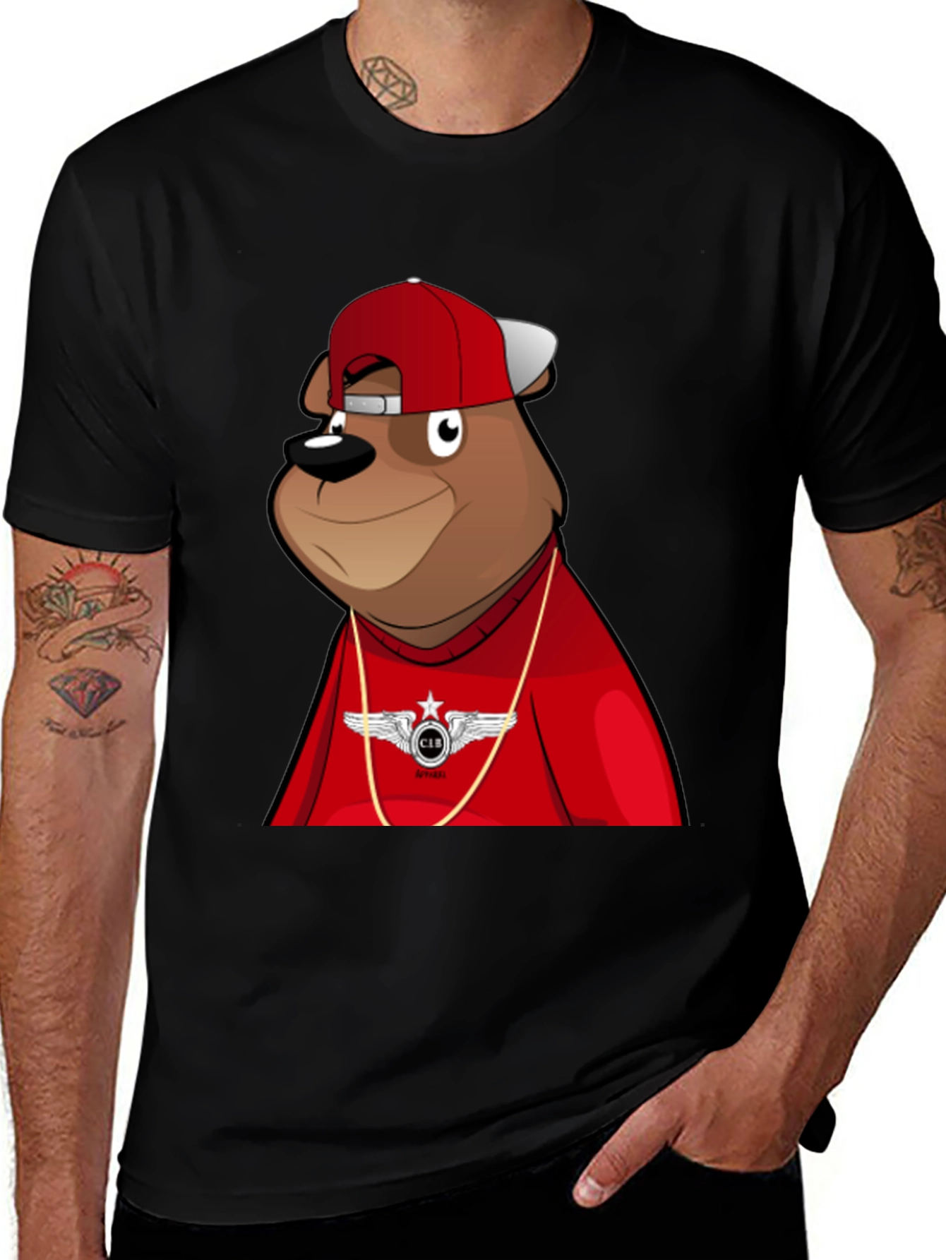 Variant 16 of Cartoon Bear Graphic Print Men's T-Shirt
