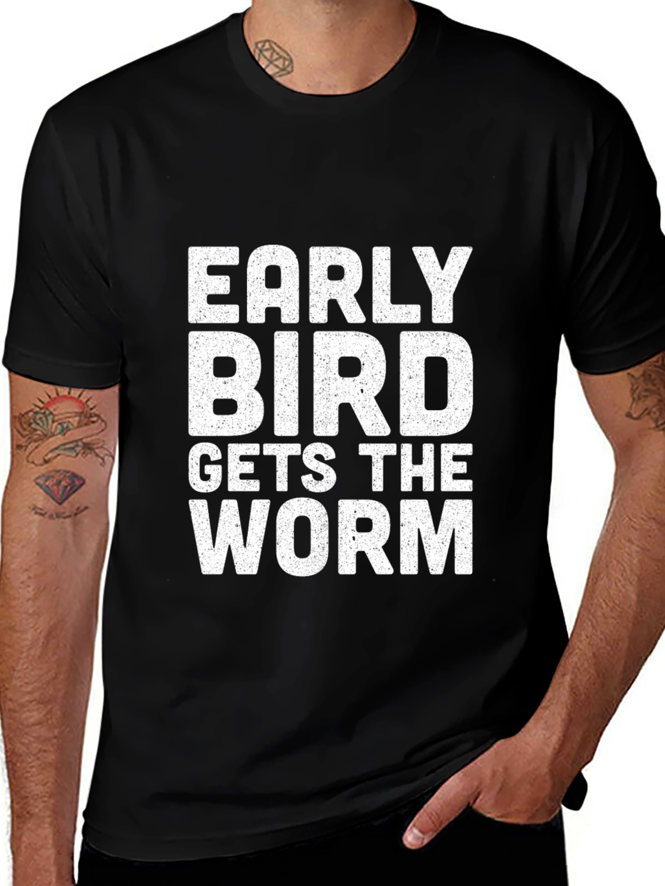 Variant 5 of Early Bird Gets the Worm Graphic Tee - Black