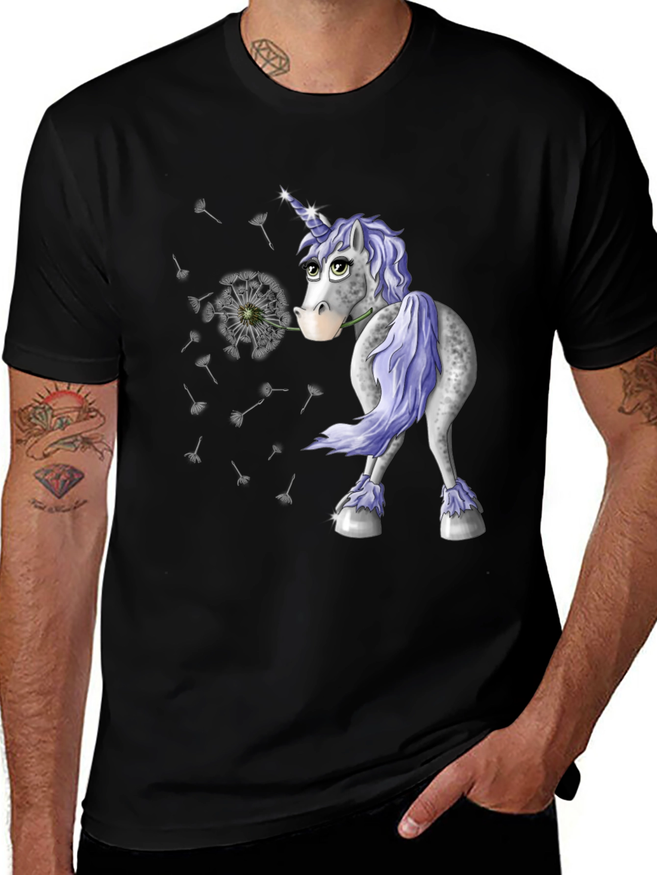 Variant 22 of Unicorn Dandelion Men's Black T-Shirt