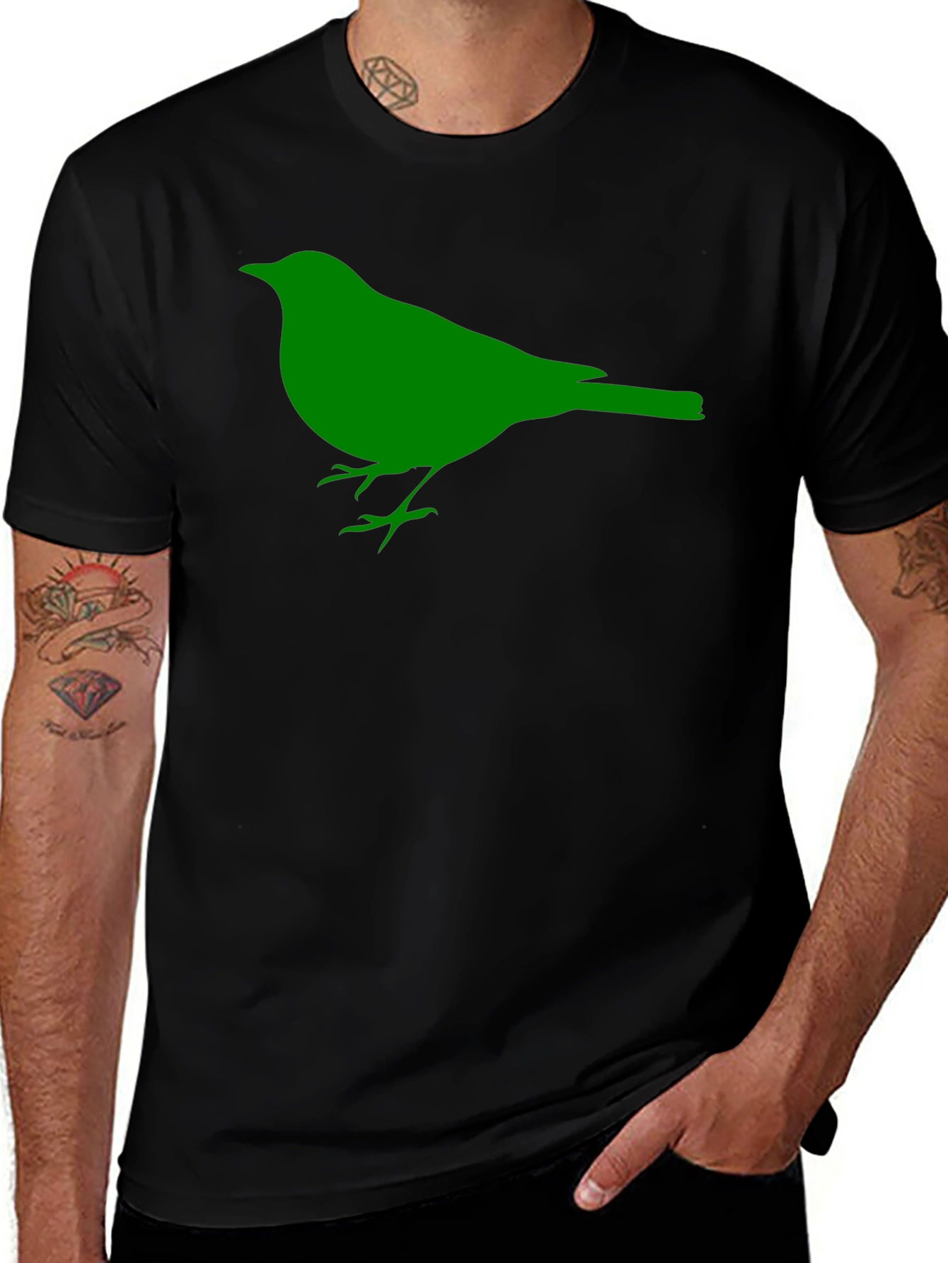 Variant 8 of Bird Graphic Tee - Men's Black Short Sleeve