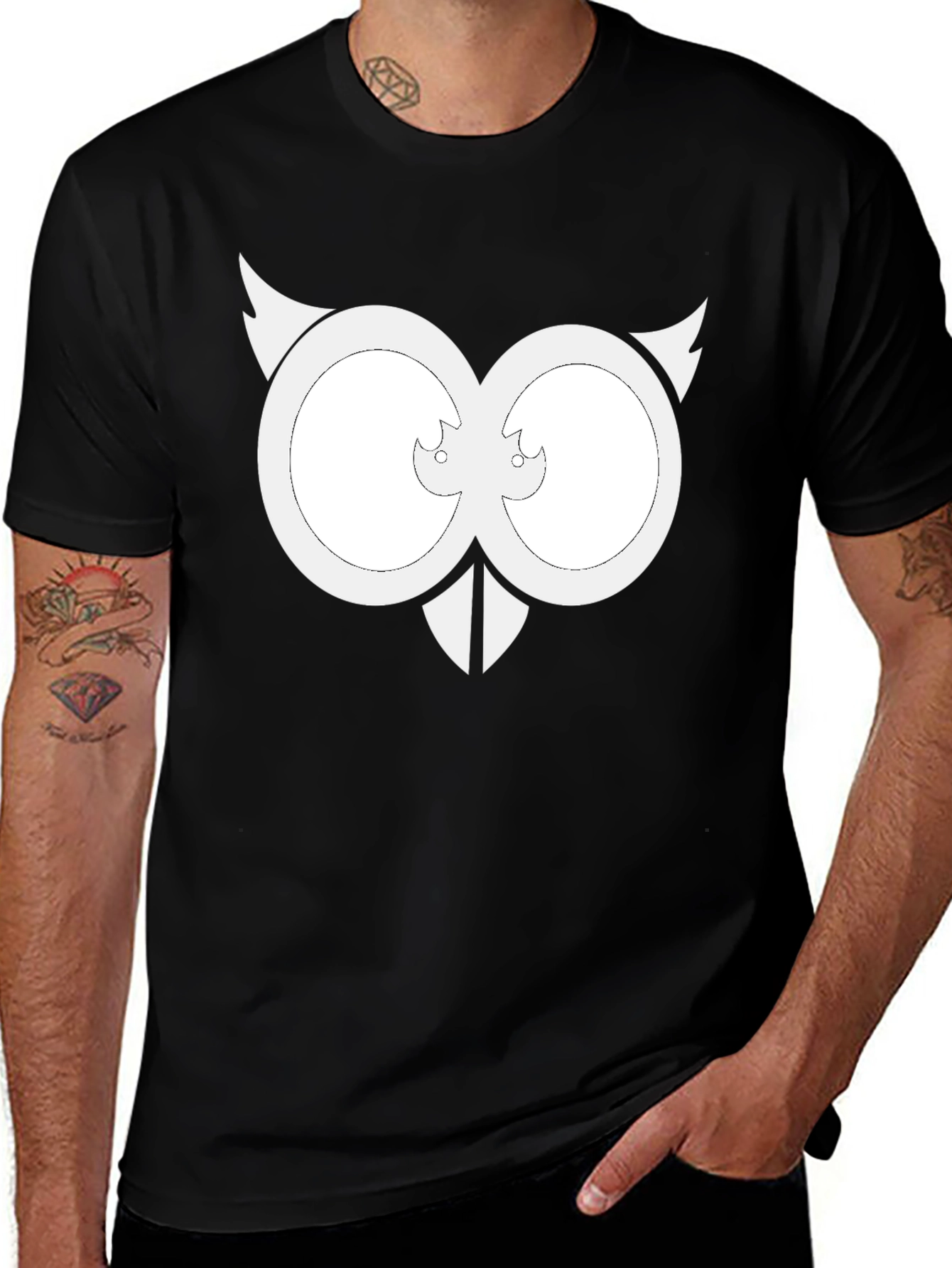 Variant 12 of Cool Owl Eyes Graphic Black T-Shirt