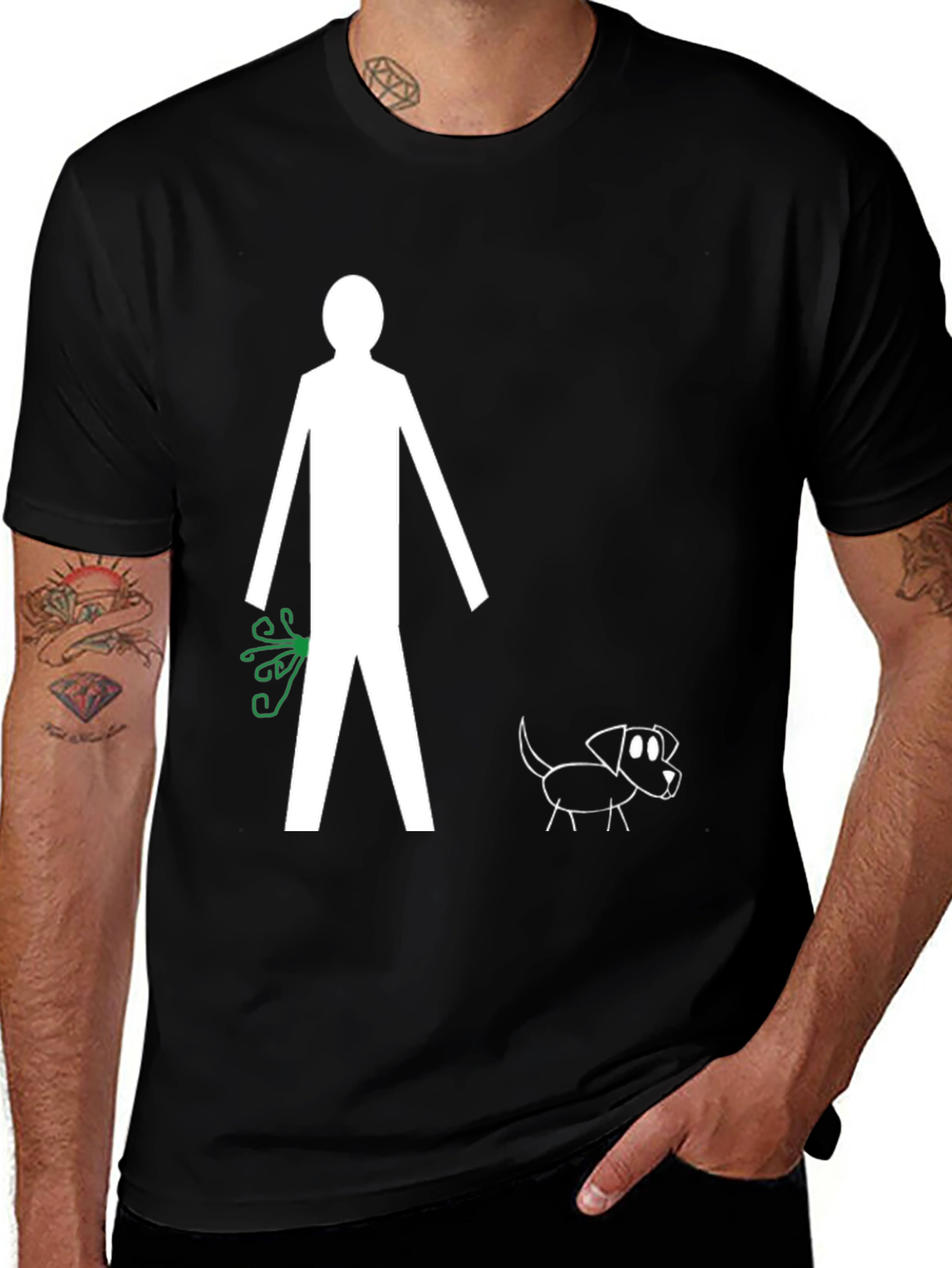 Variant 27 of Funny Stick Figure Dog Walk T-Shirt