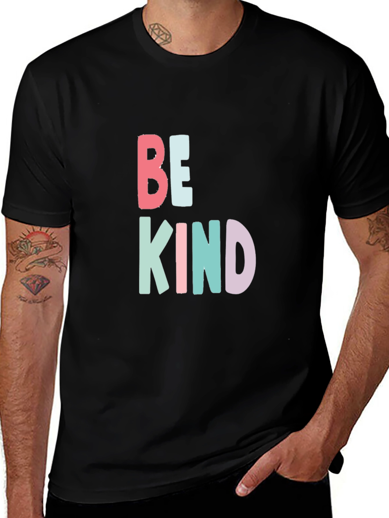 Variant 21 of Be Kind Graphic Tee - Short Sleeve Black T-Shirt