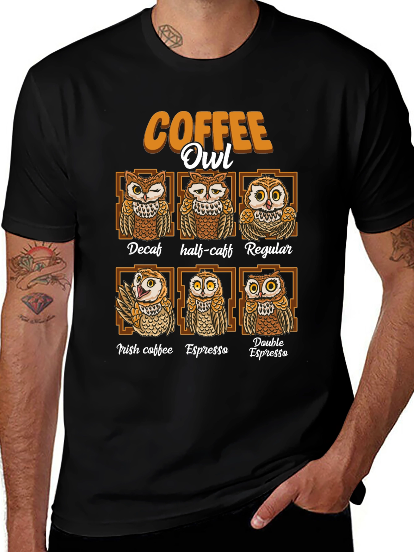 Variant 20 of Coffee Owl T-Shirt - Unique Coffee Lover's Tee