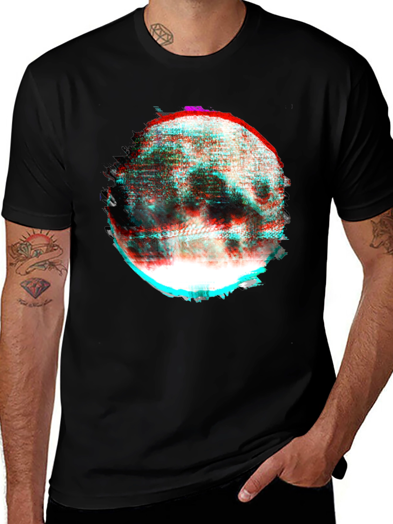 Variant 26 of Abstract Glitch Moon Graphic T-Shirt
