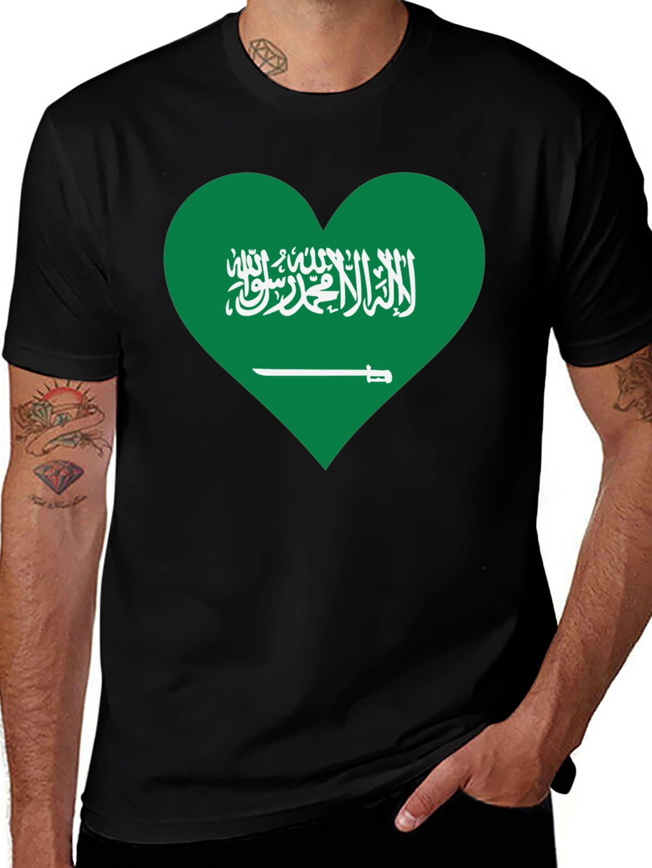 Saudi Arabia Flag Heart Graphic T-Shirt
