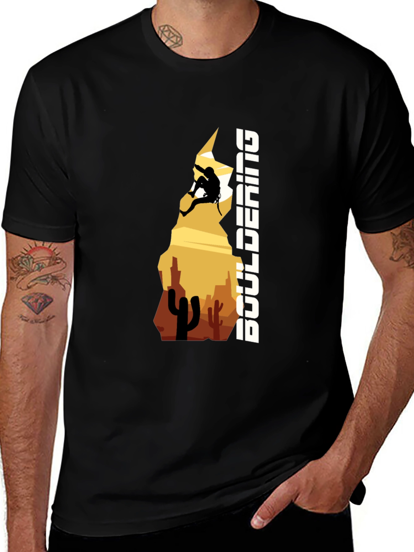 Variant 11 of Bouldering Desert Climber Graphic Tee - Black