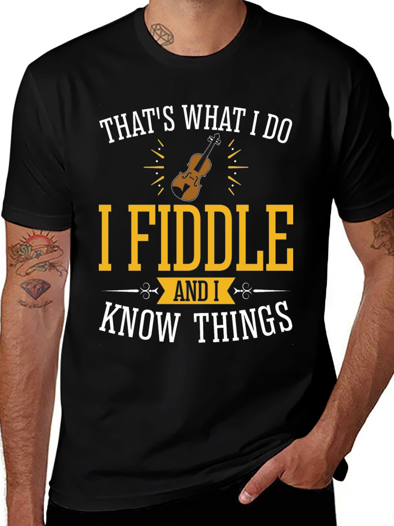 Variant 23 of Fiddle and Know Things Black Graphic Tee