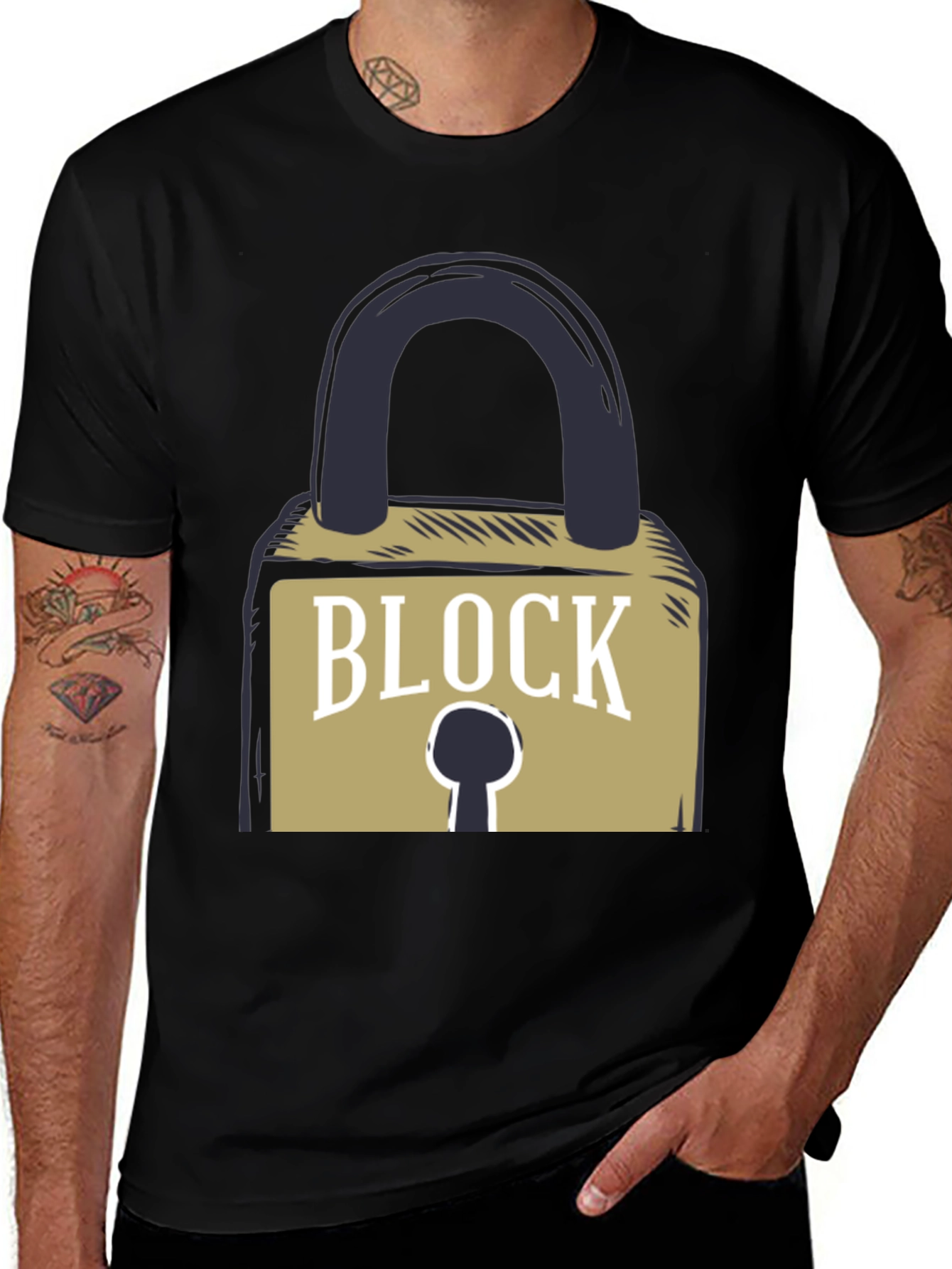 Variant 17 of Block Graphic T-Shirt - Cool Padlock Design