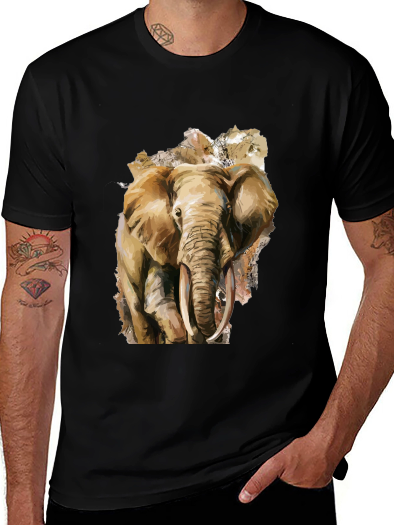 Variant 12 of Elephant Graphic Tee - Black Cotton T-Shirt