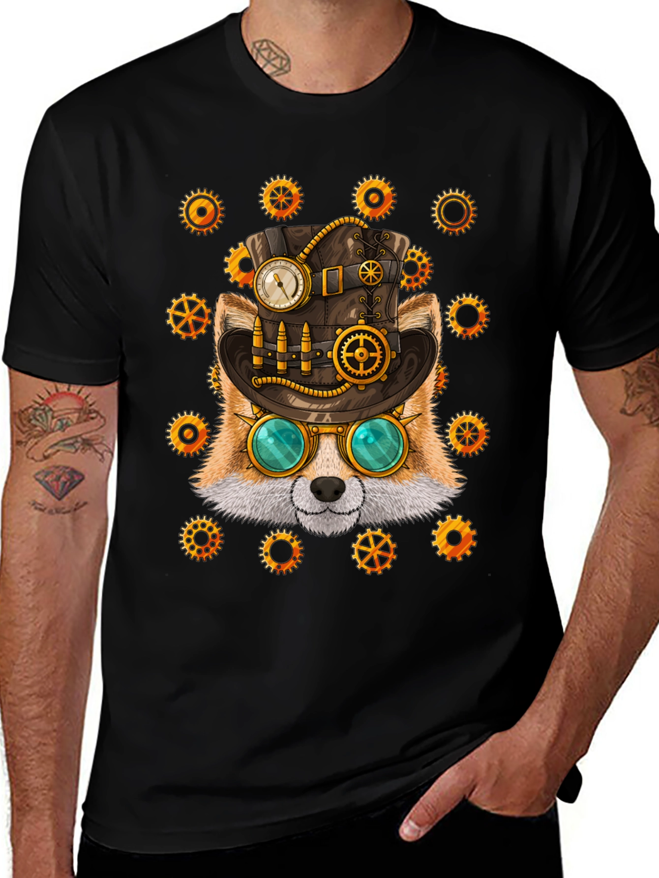 Variant 16 of Steampunk Fox Graphic Tee