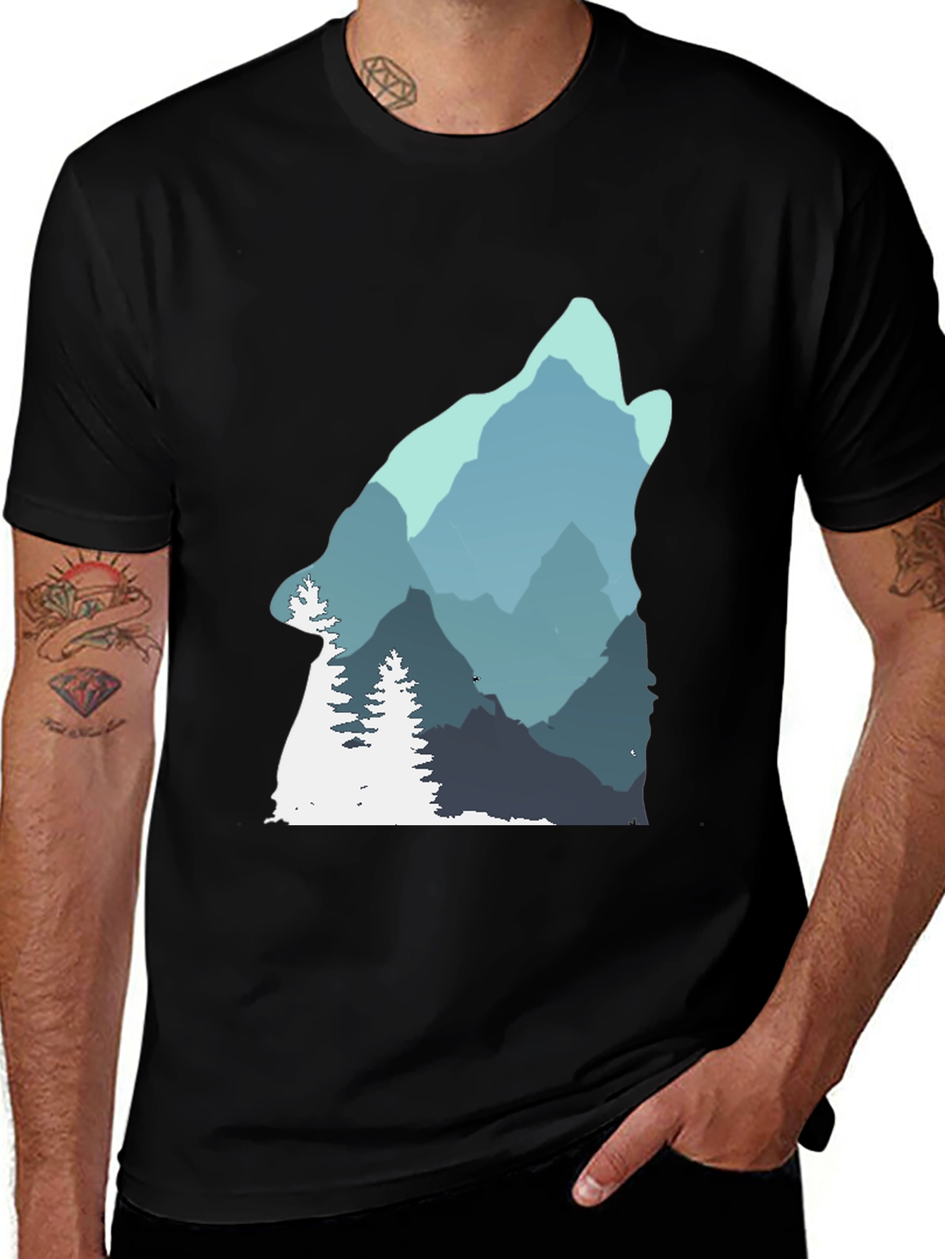 Variant 2 of Wolf Mountain Graphic Tee - Nature Inspired Design