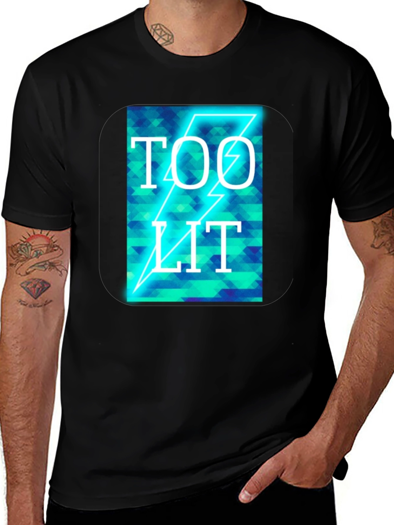 Variant 19 of Too Lit Graphic T-Shirt - Men's Black Tee