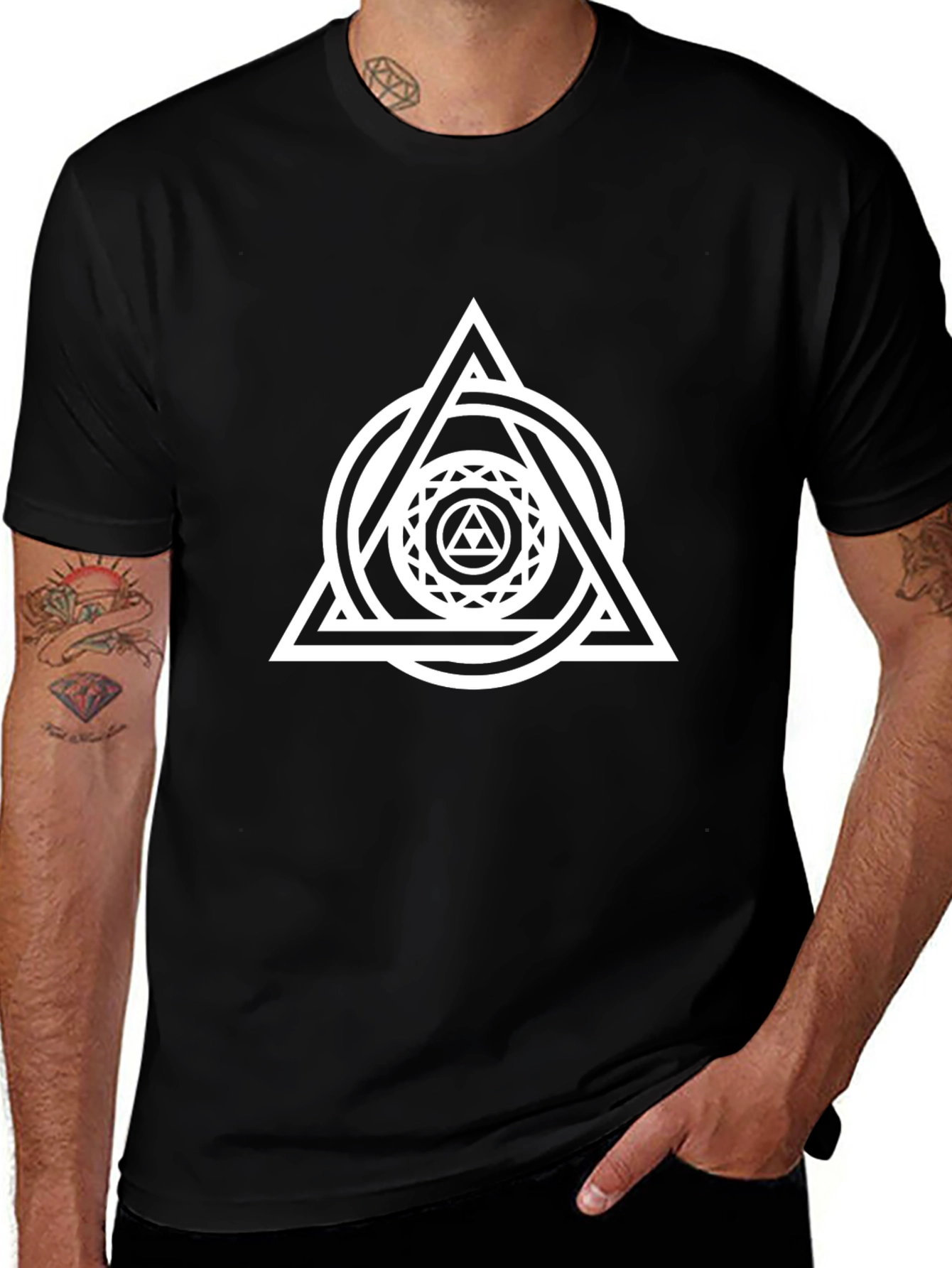 Variant 25 of Geometric Triangle Graphic Black T-Shirt