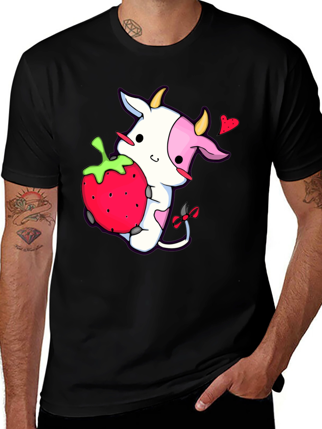 Variant 7 of Strawberry Cow T-Shirt - Cute Cartoon Graphic Tee