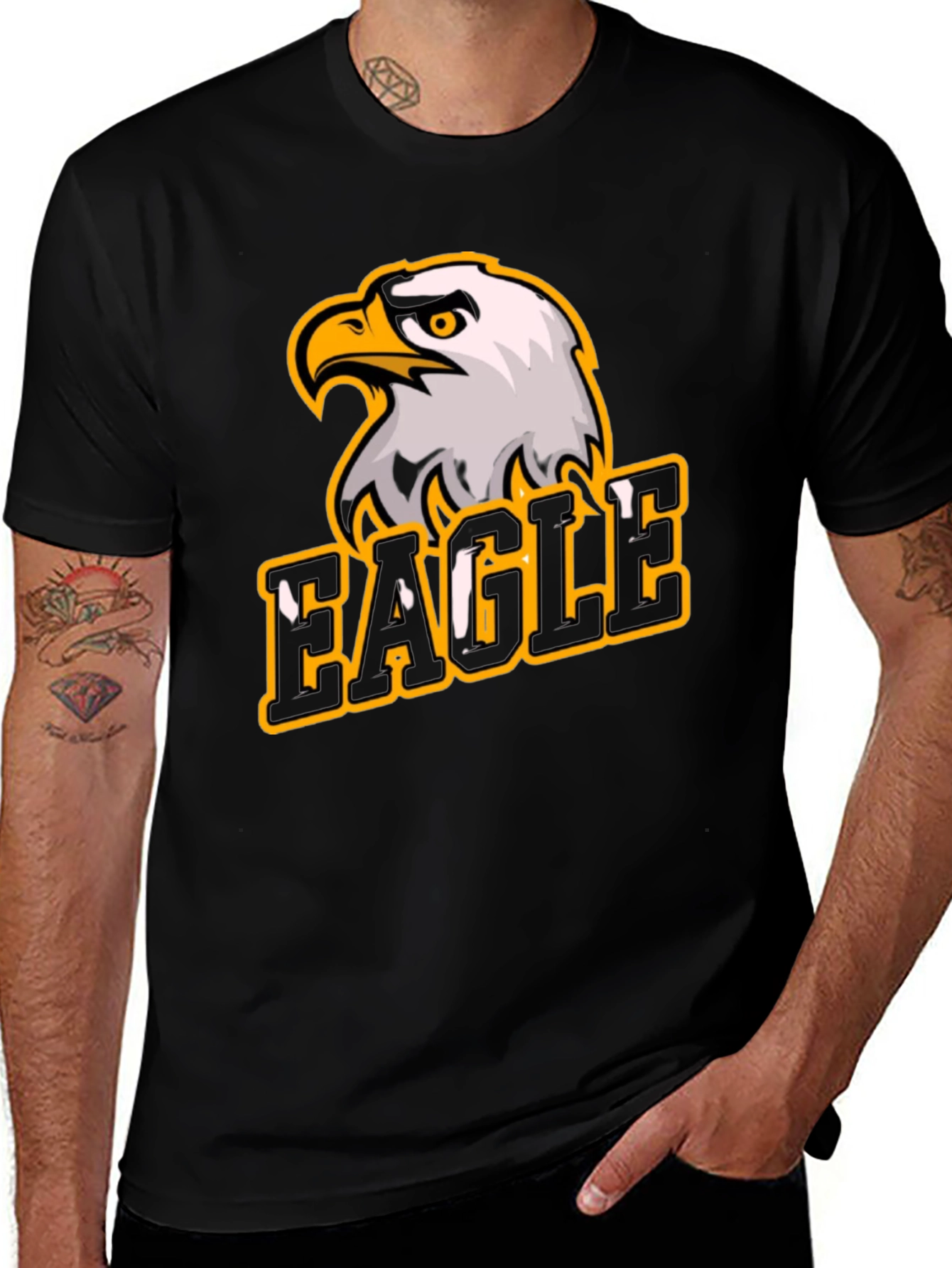 Variant 14 of Eagle Graphic Print Black T-Shirt