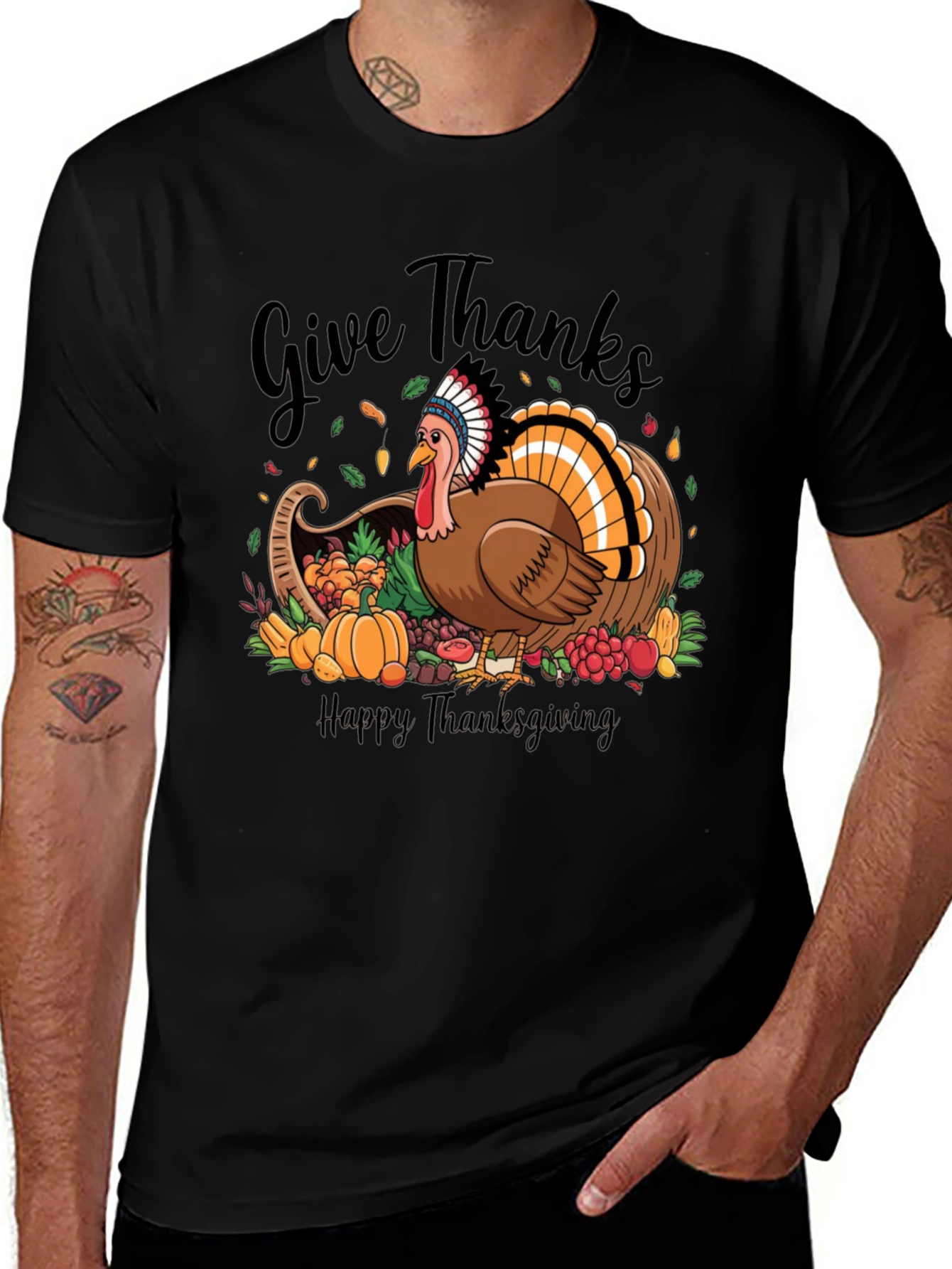 Give Thanks Thanksgiving Turkey T-Shirt